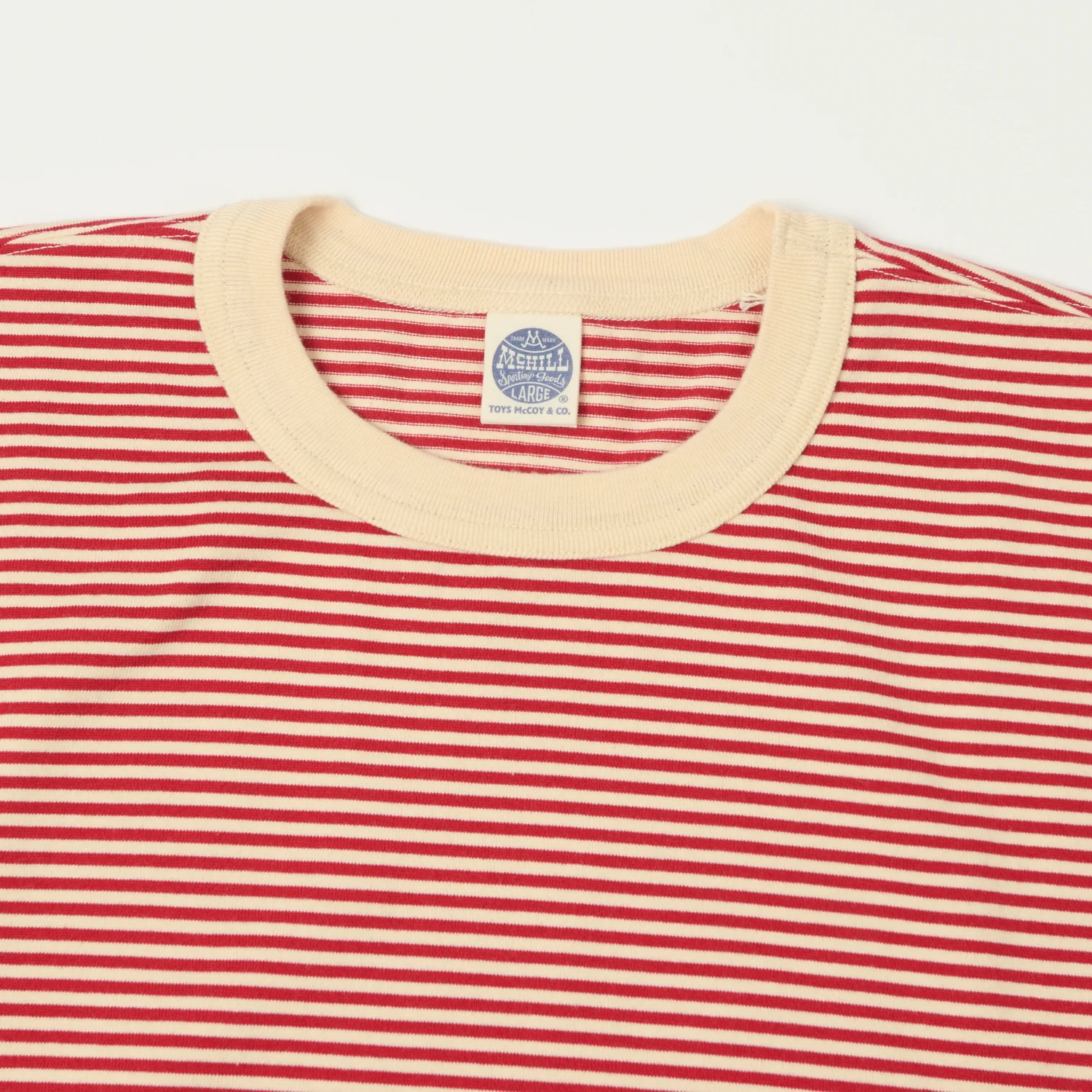 TOYS McCOY 'The Great American Hero' Quarter Sleeve Stripe T-Shirt - Ivory/Red - Image 2