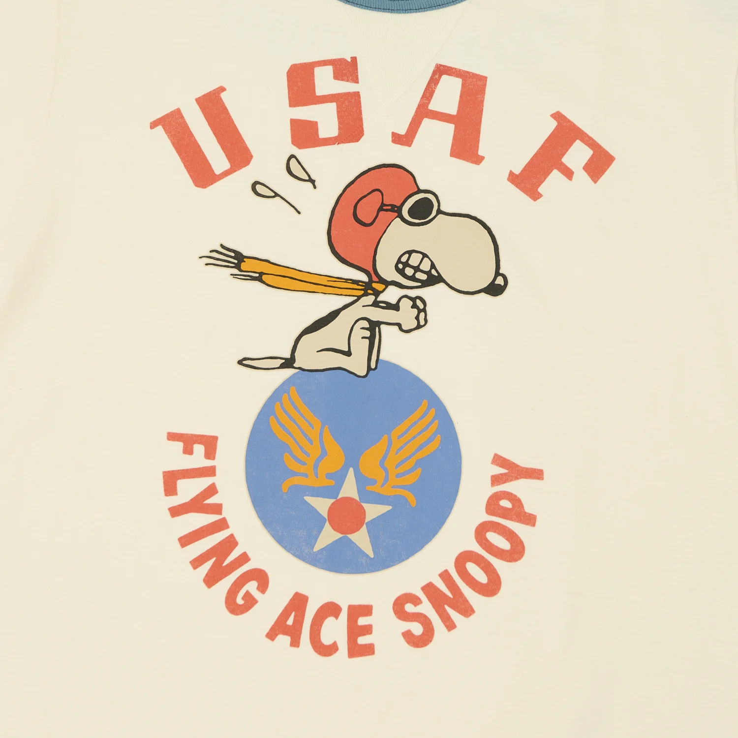 TOYS McCOY 'Snoopy USAF Flying Ace' Ringer T-Shirt - Off White - Image 4