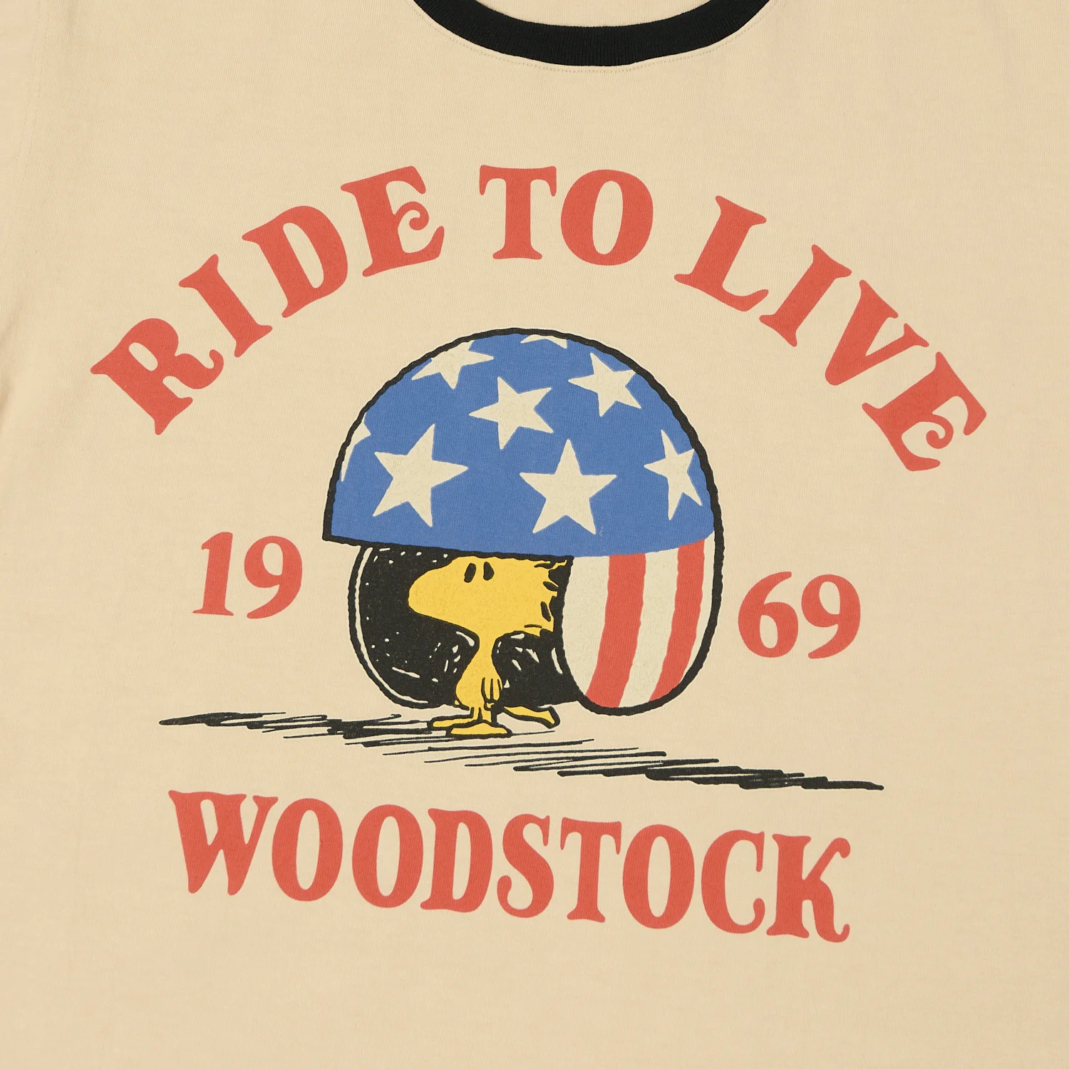 TOYS McCOY Woodstock 'Ride To Live 1969' Johnny Ringer T-Shirt - Beige - Image 4