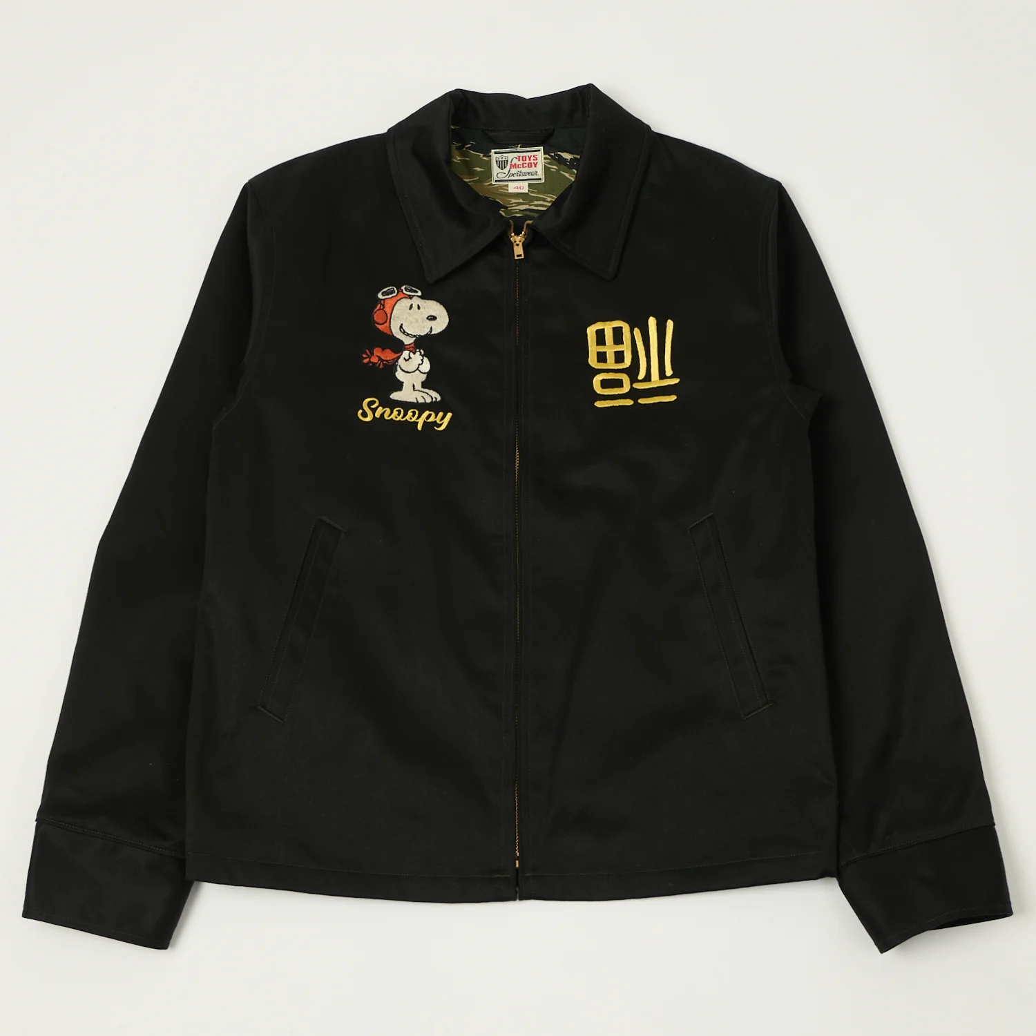 TOYS McCOY Snoopy Embroidered Tour Jacket - Black