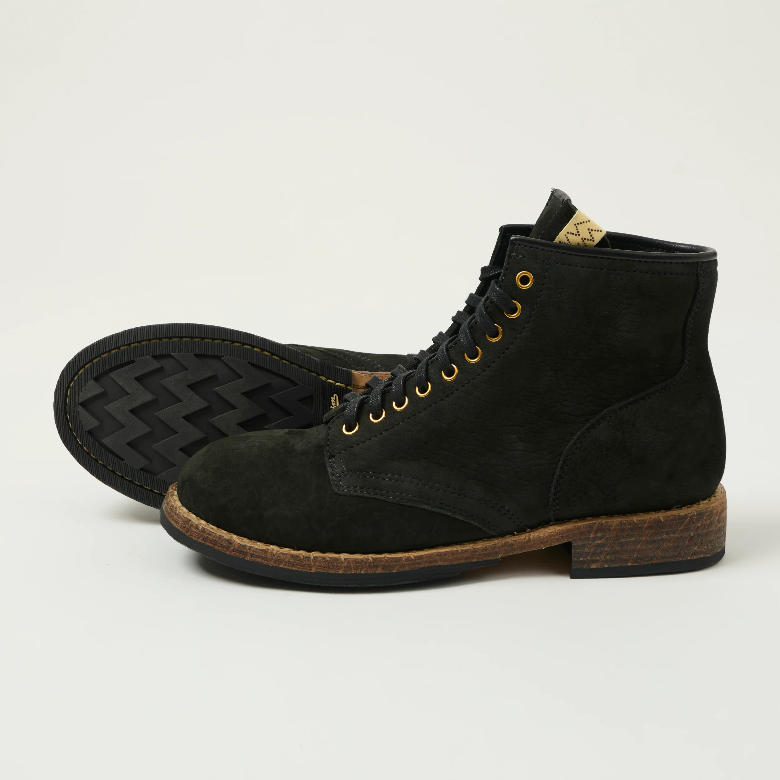 visvim 'Brigadier Mid Folk' Lambskin Roughout Boot - Black - Image 2