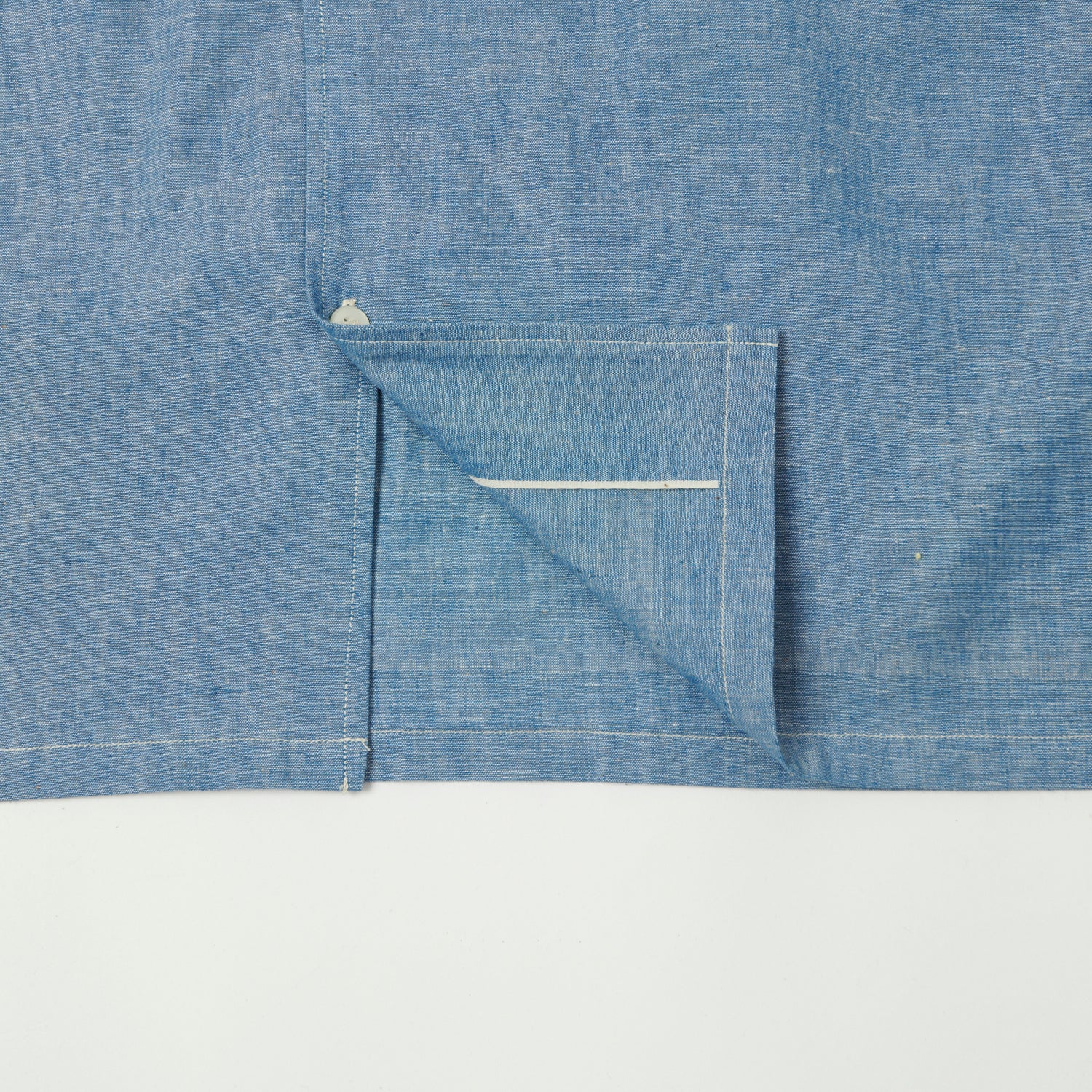 Warehouse & Co 3091 Duck Digger Open Collar Chambray Shirt - Blue - Image 4
