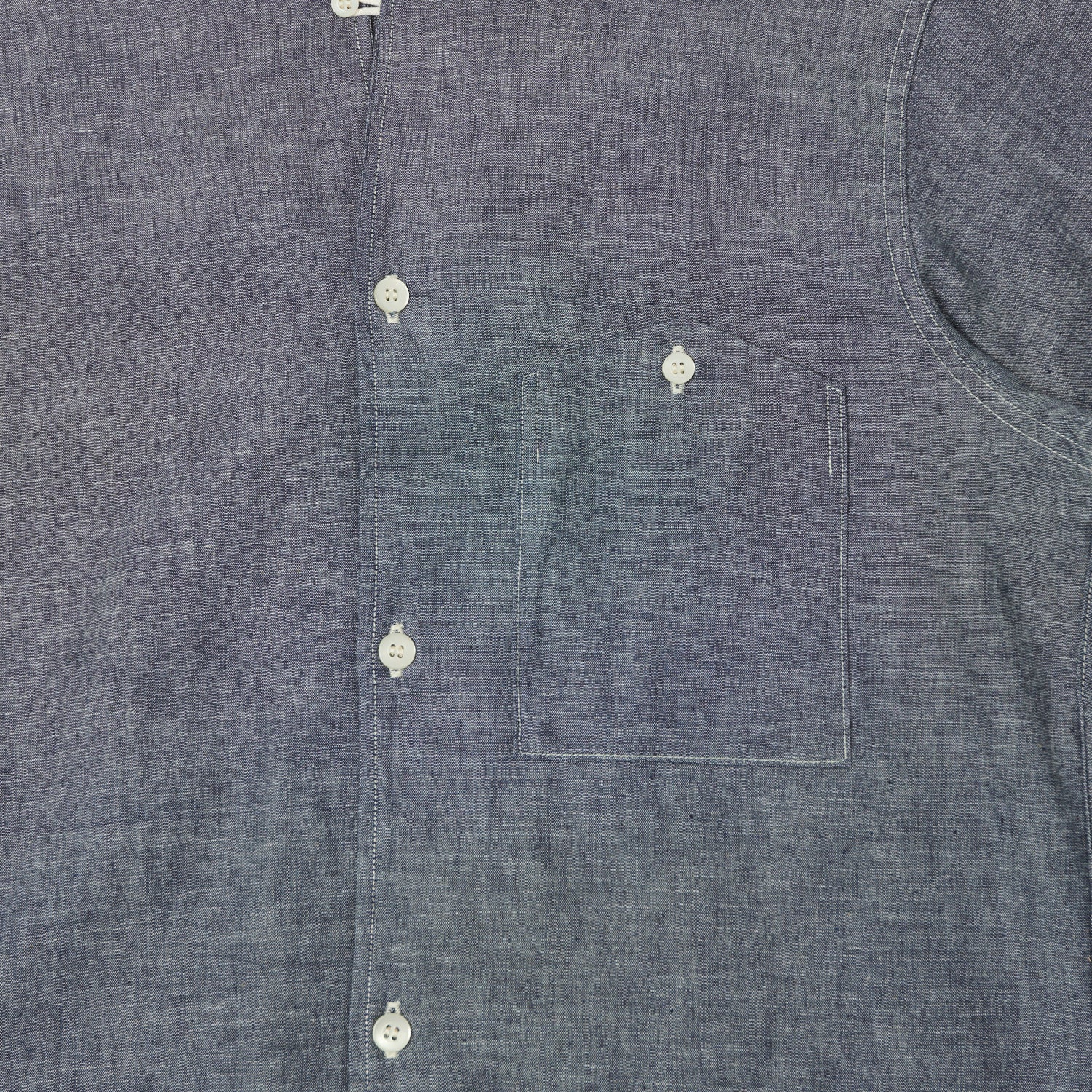 Warehouse & Co 3091 Duck Digger Open Collar Chambray Shirt - Navy - Image 3