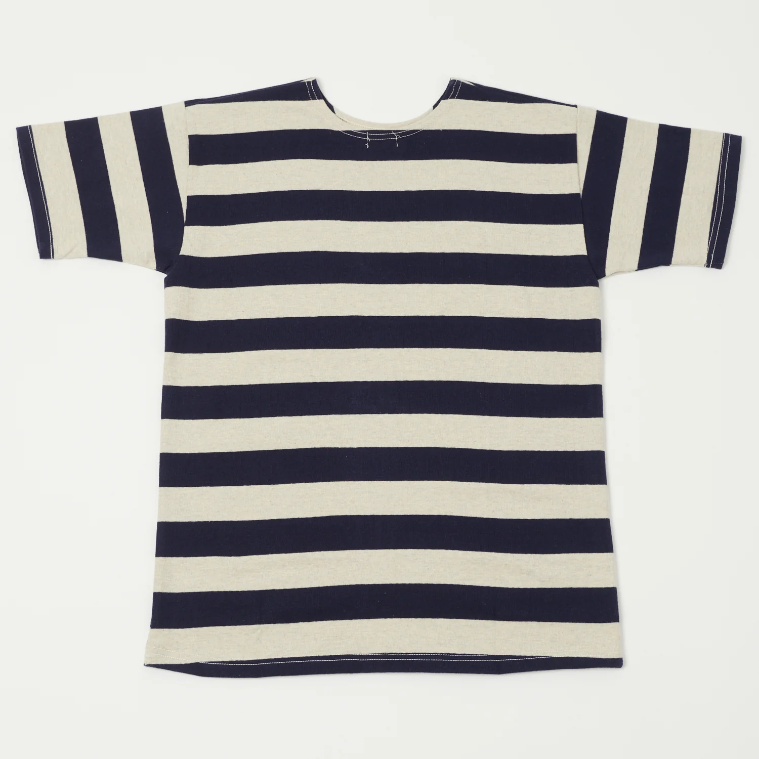 Warehouse & Co 4050 Duck Digger Border Stripe T-Shirt - Navy/Oatmeal - Image 3