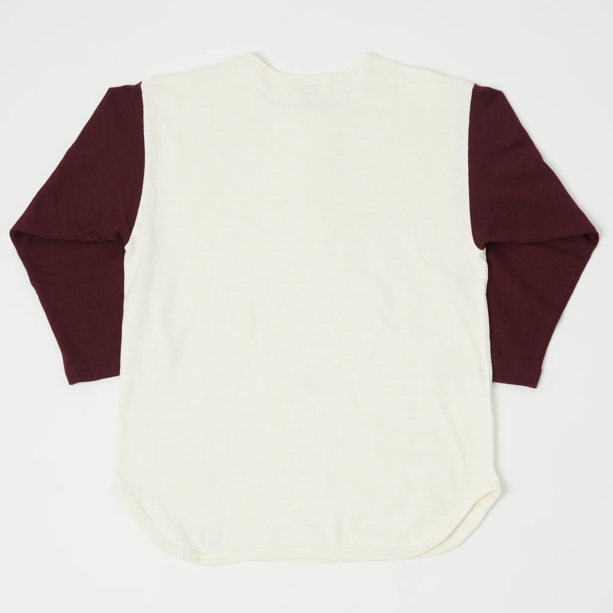 Warehouse & Co 4058 Baseball Henley - Cream/Bordeaux - Image 3
