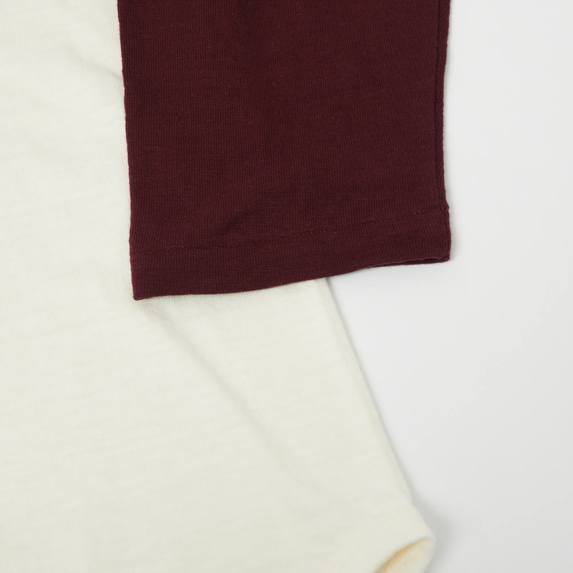 Warehouse & Co 4058 Baseball Henley - Cream/Bordeaux - Image 4