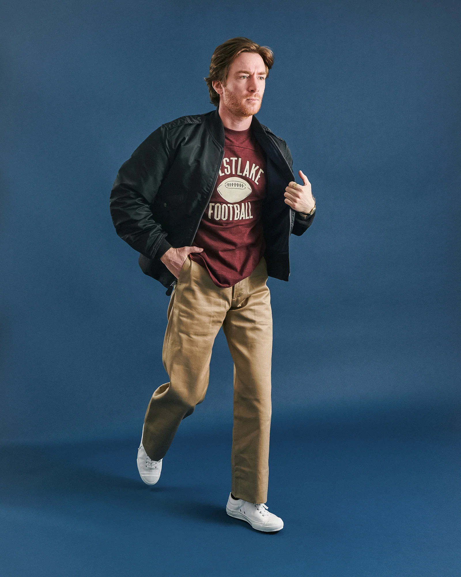 Warehouse & Co 4063 'West Lake' 3/4 Sleeve Football T-Shirt - Bordeaux - Image 5