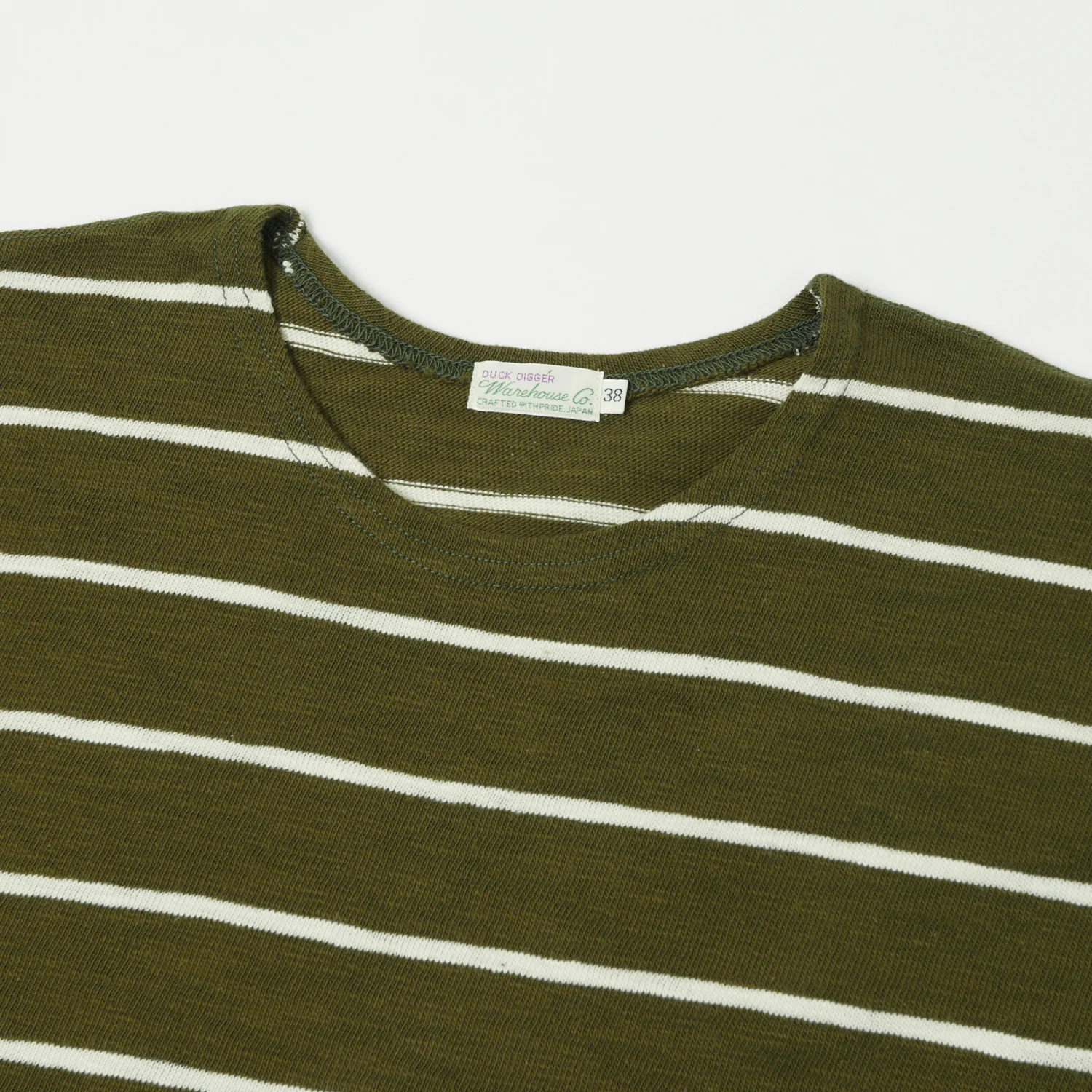 Warehouse & Co 4087 Duck Digger Stripe T-Shirt - Green/Off White - Image 2
