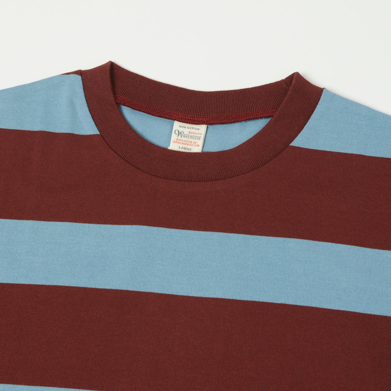 Warehouse & Co 4089 Border Stripe T-Shirt - Brown/Sax - Image 2