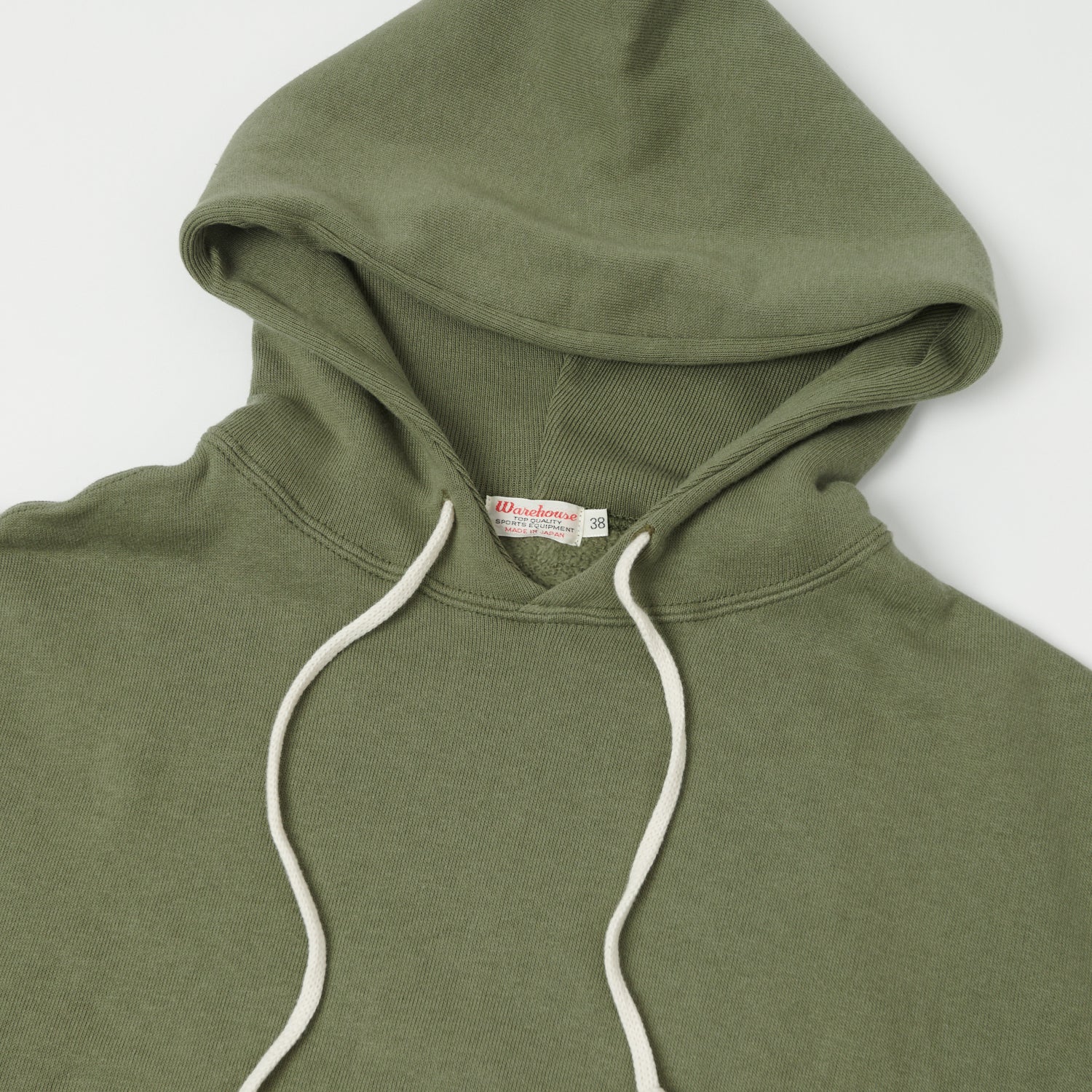 Warehouse & Co 450 Two Needle Hooded Sweatshirt - OD Green - Image 2