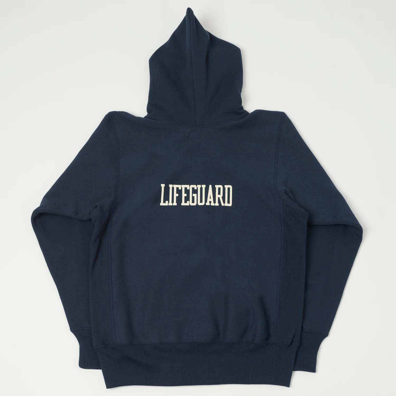 Warehouse & Co 484 'Lifeguard' Reverse Weave Hooded Sweatshirt - Navy - Image 3