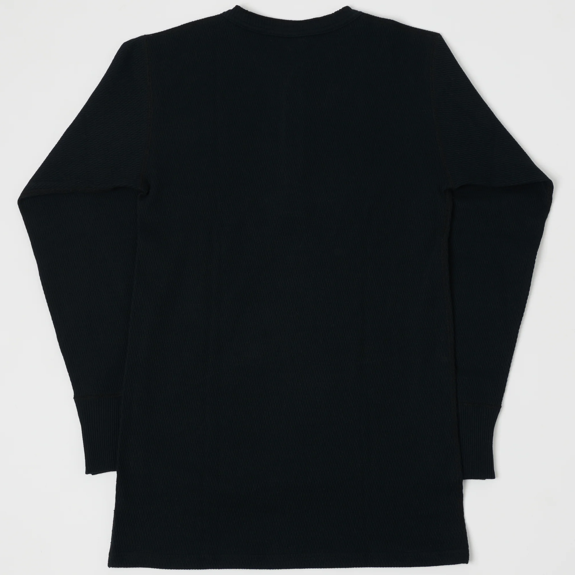 Warehouse & Co 5904 Waffle Knit Thermal Henley - Black - Image 3