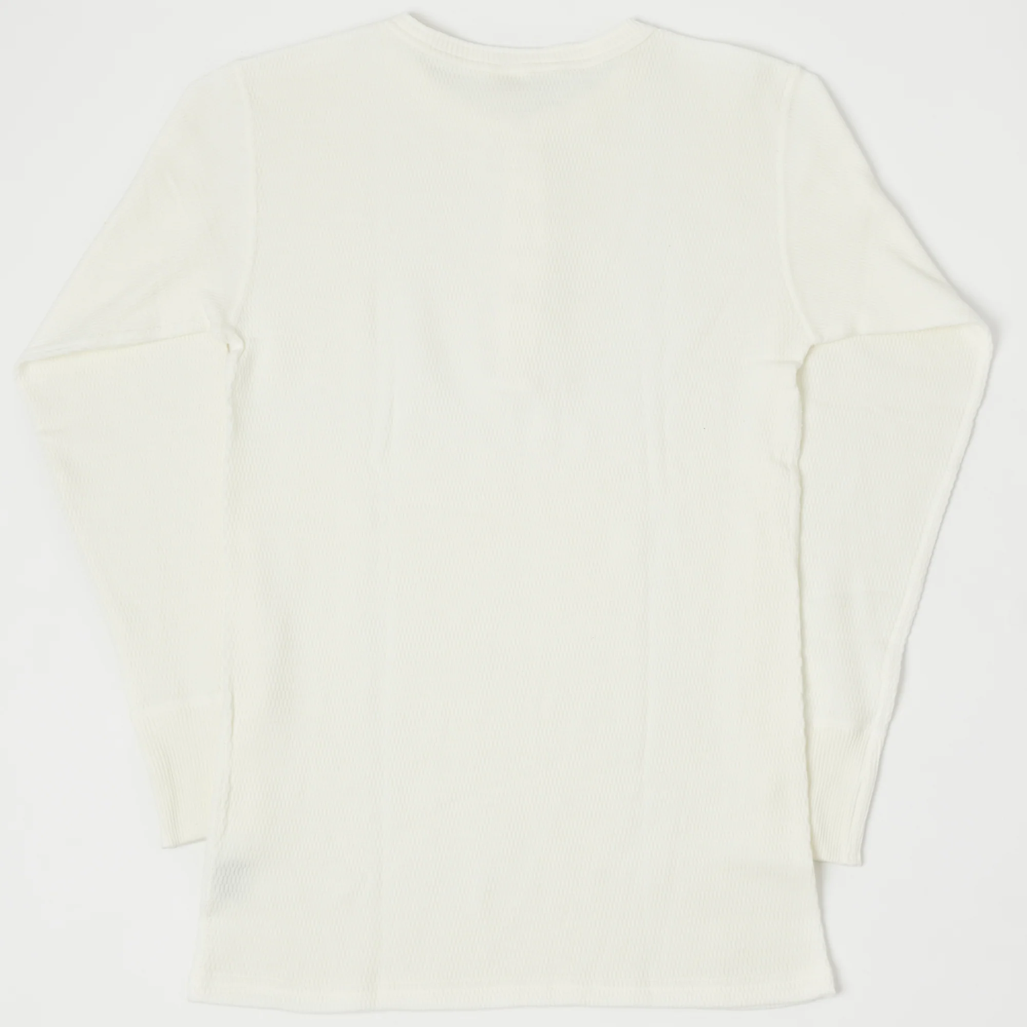Warehouse & Co 5904 Waffle Knit Thermal Henley - Off White - Image 3