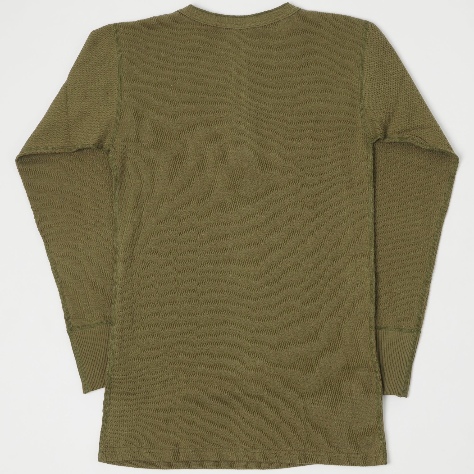 Warehouse & Co 5904 Waffle Knit Thermal Henley - Olive Drab - Image 3