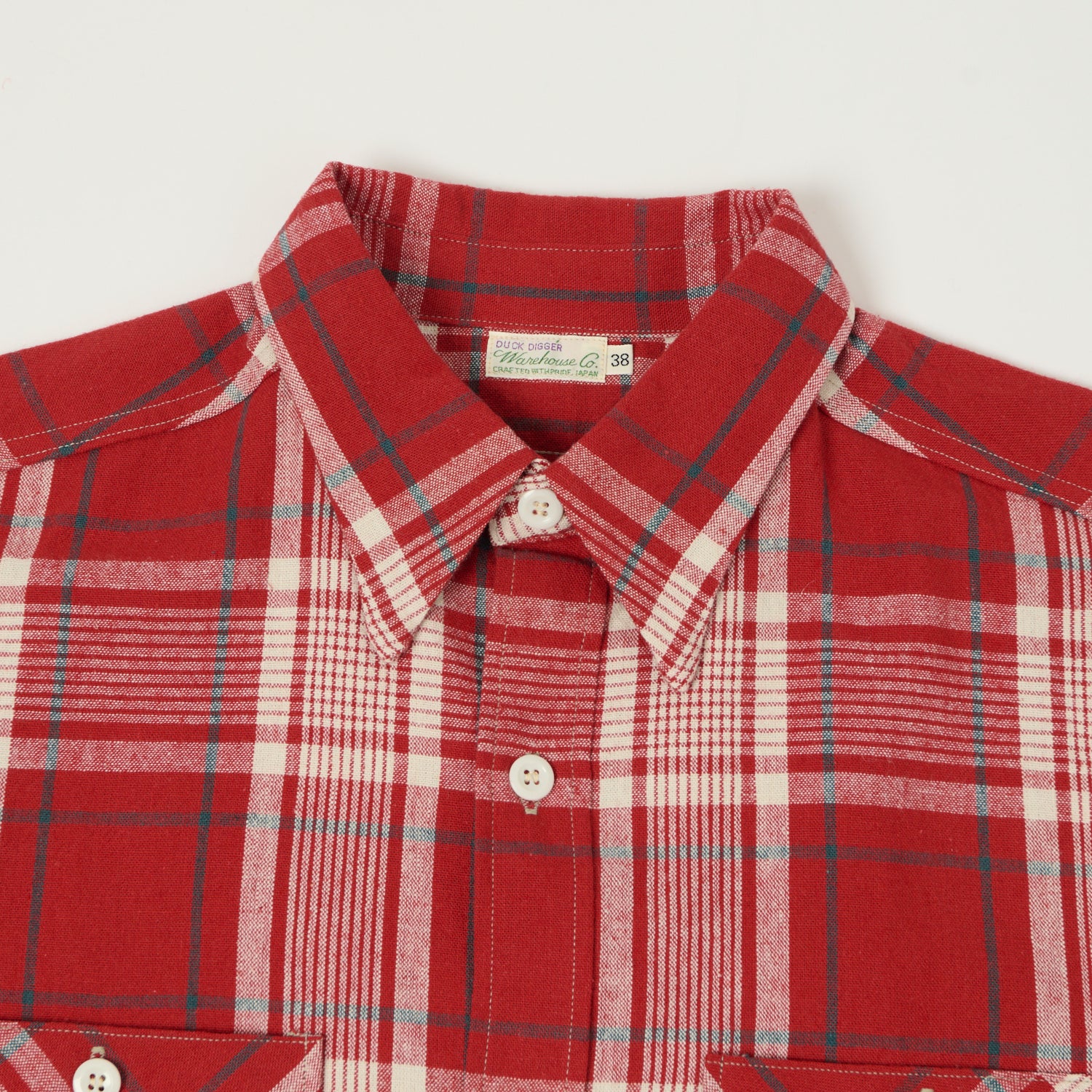 Warehouse & Co 3056 Duck Digger Short Sleeve Plaid Shirt - Red - Image 2