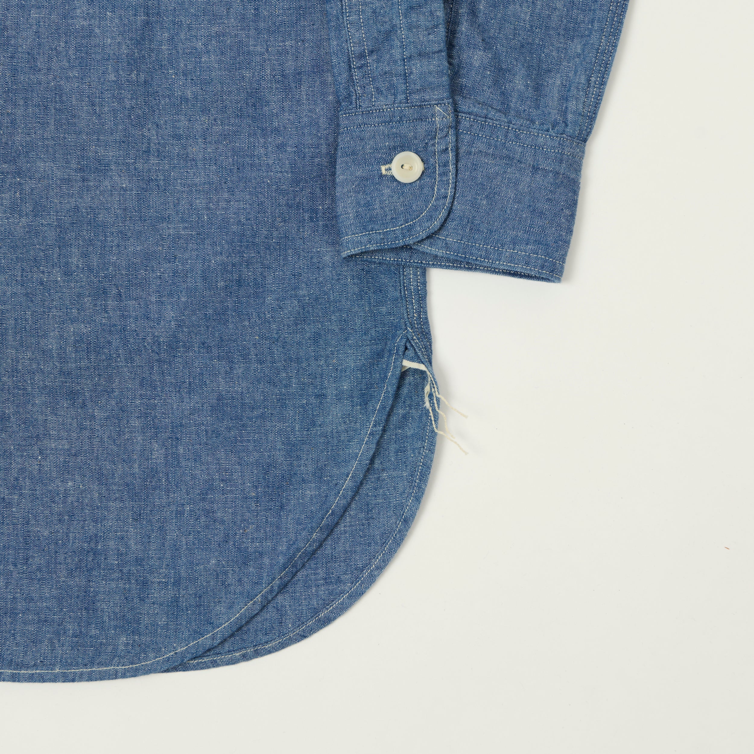 Warehouse & Co 'Duck Digger' 3064 Ventilation Triple Stitch Chambray Shirt - Sax - Image 3
