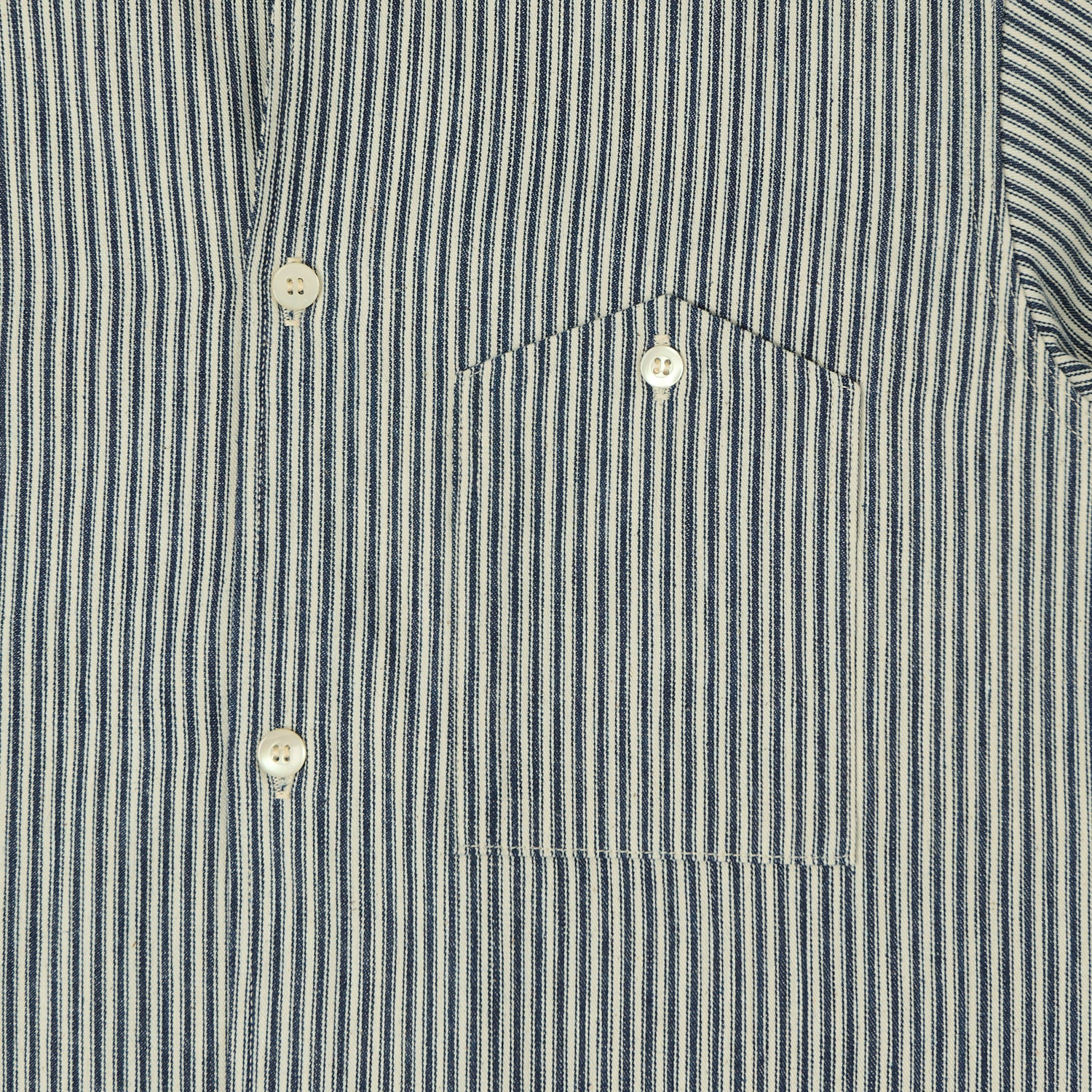 Warehouse & Co 3091 Duck Digger Open Collar Stripe Shirt - White/Navy - Image 3