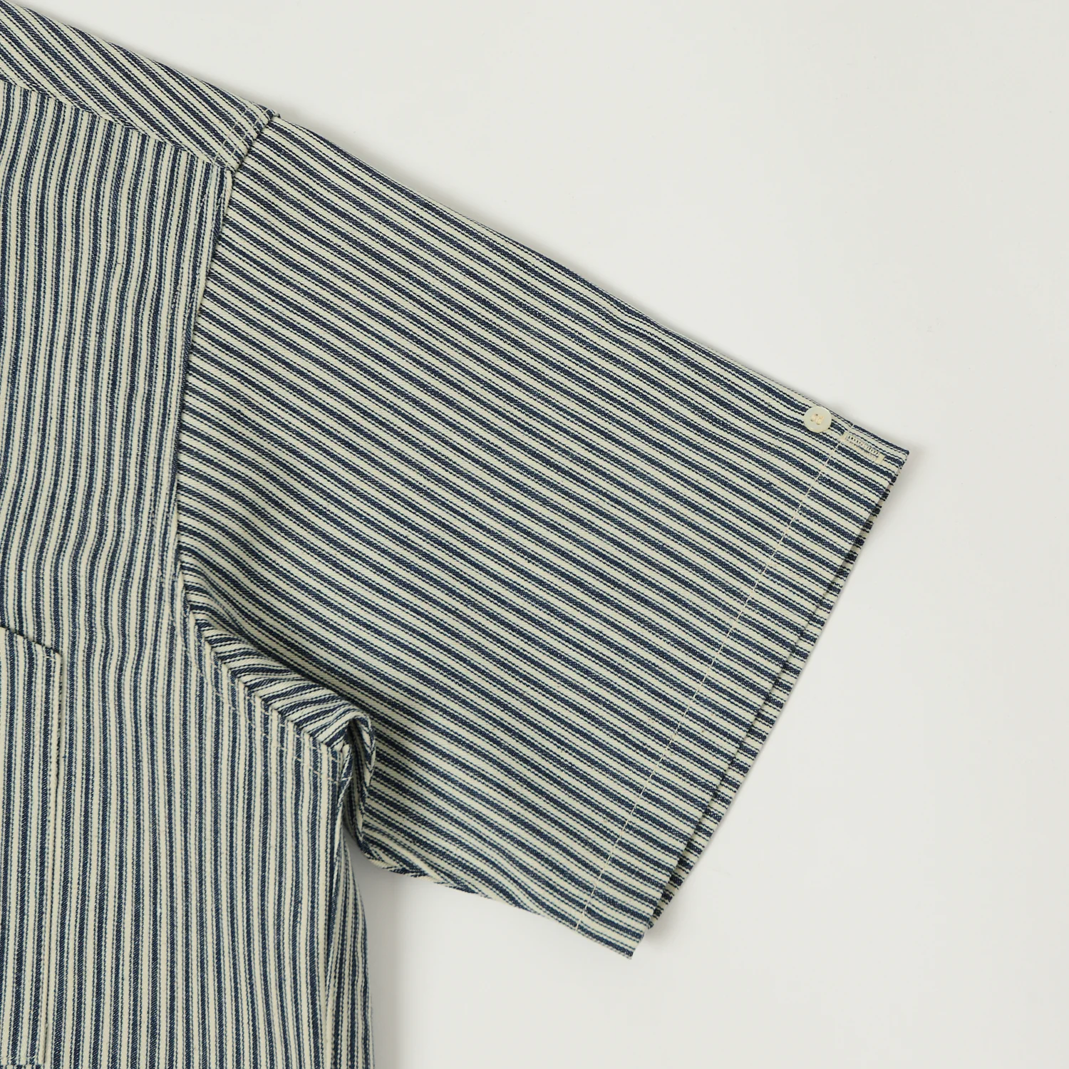 Warehouse & Co 3091 Duck Digger Open Collar Stripe Shirt - White/Navy - Image 4
