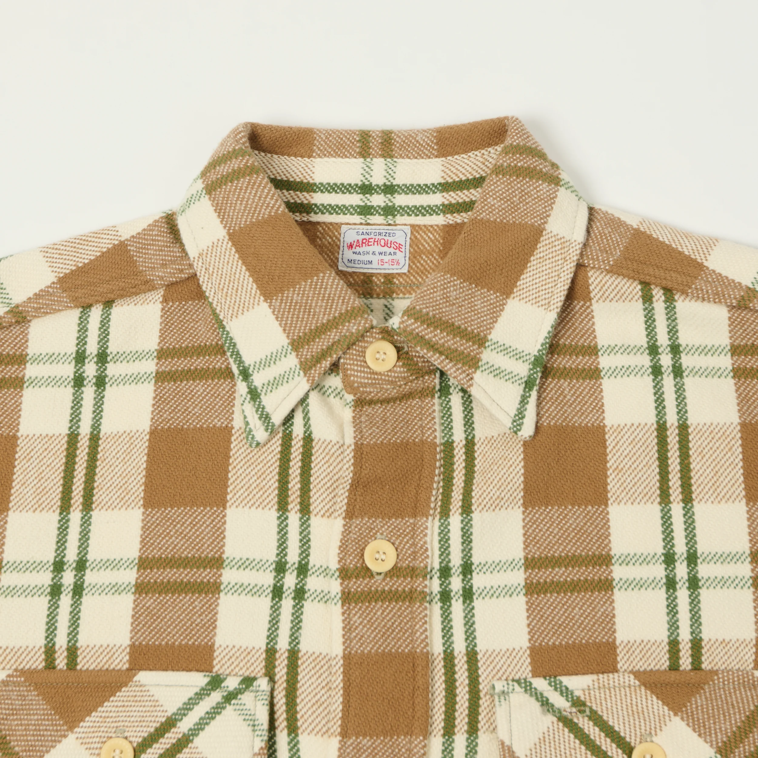Warehouse & Co 3104 Plaid Flannel Shirt - Brown/Off White - Image 2