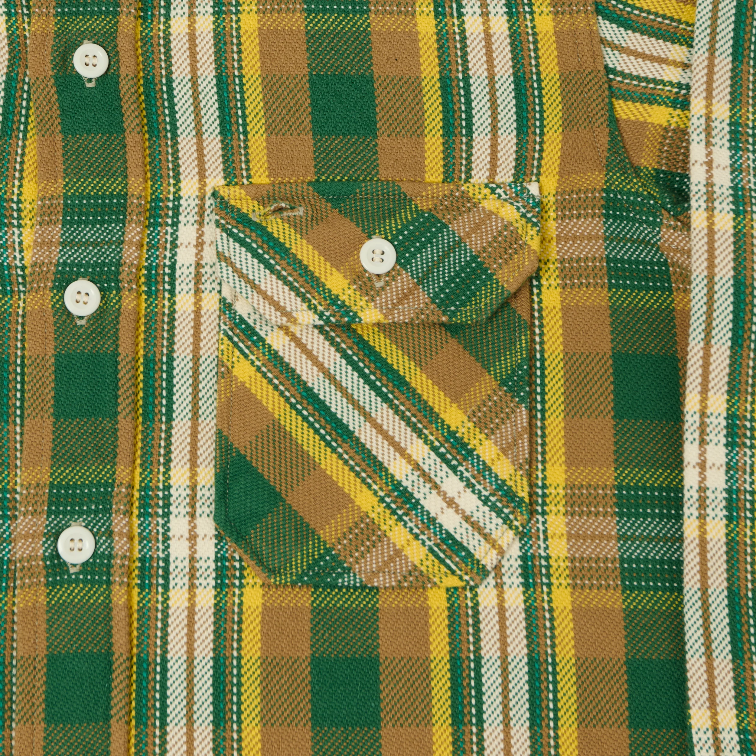 Warehouse & Co 3104 Plaid Flannel Shirt - Green/Ivory - Image 4