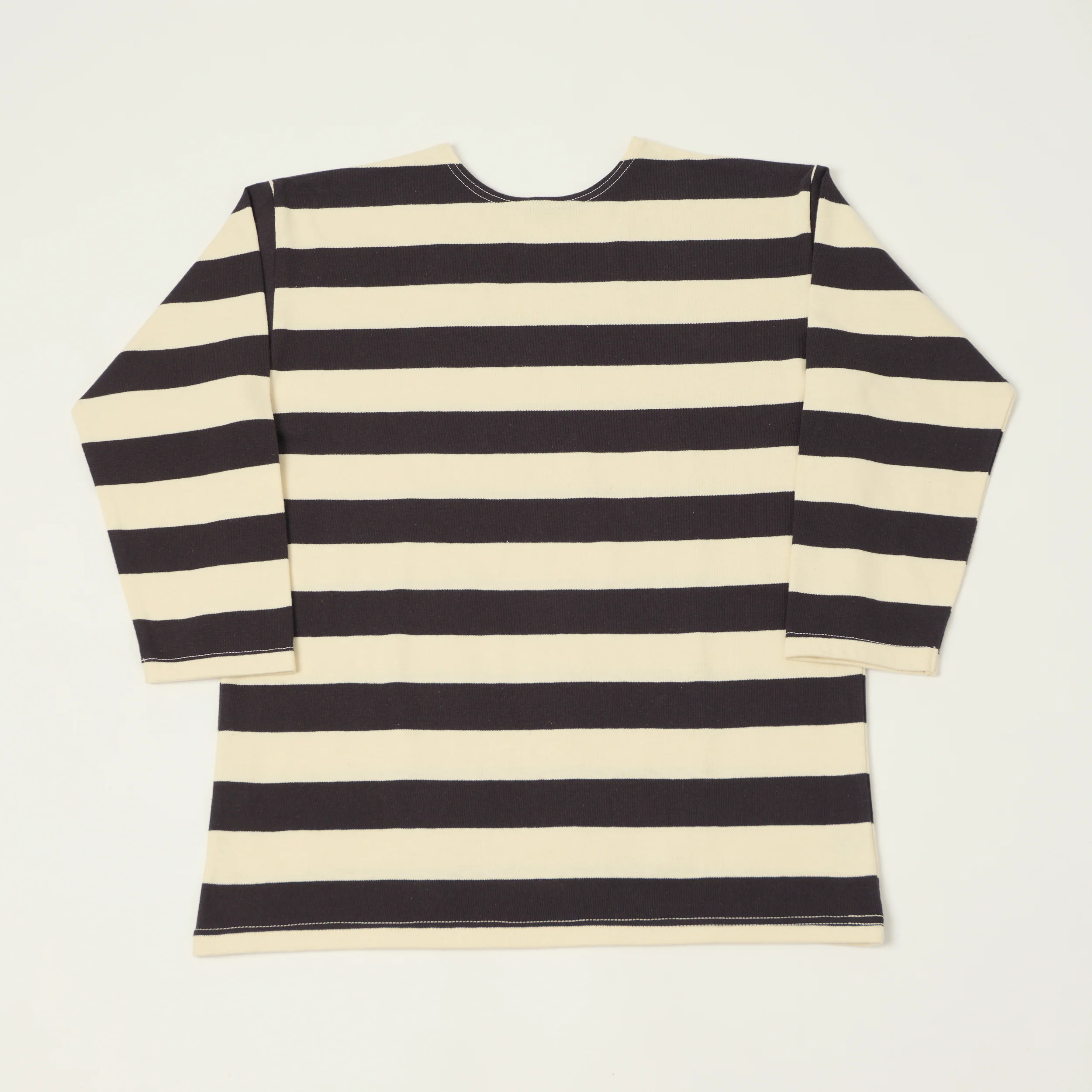 Warehouse & Co 4051 Duck Digger 3/4 Sleeve Border T-Shirt - Black/Natural
