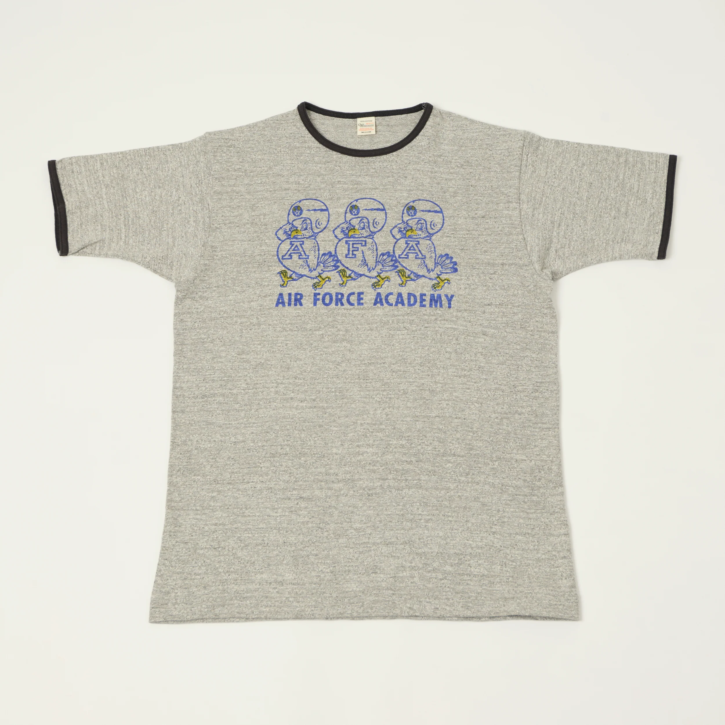 Warehouse & Co 4059 'Air Force Academy' Ringer T-Shirt - Heather Grey/Black