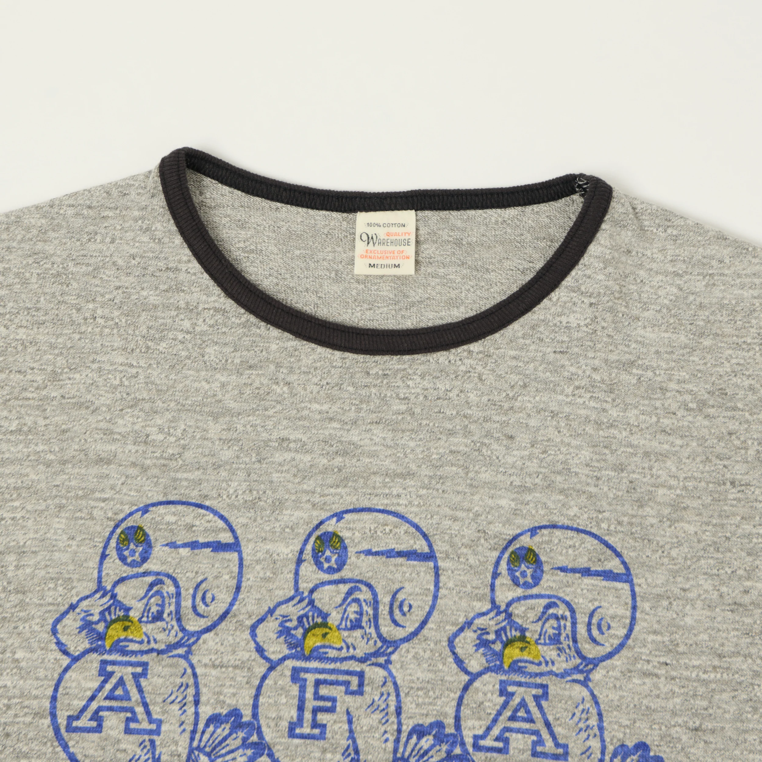 Warehouse & Co 4059 'Air Force Academy' Ringer T-Shirt - Heather Grey/Black - Image 2