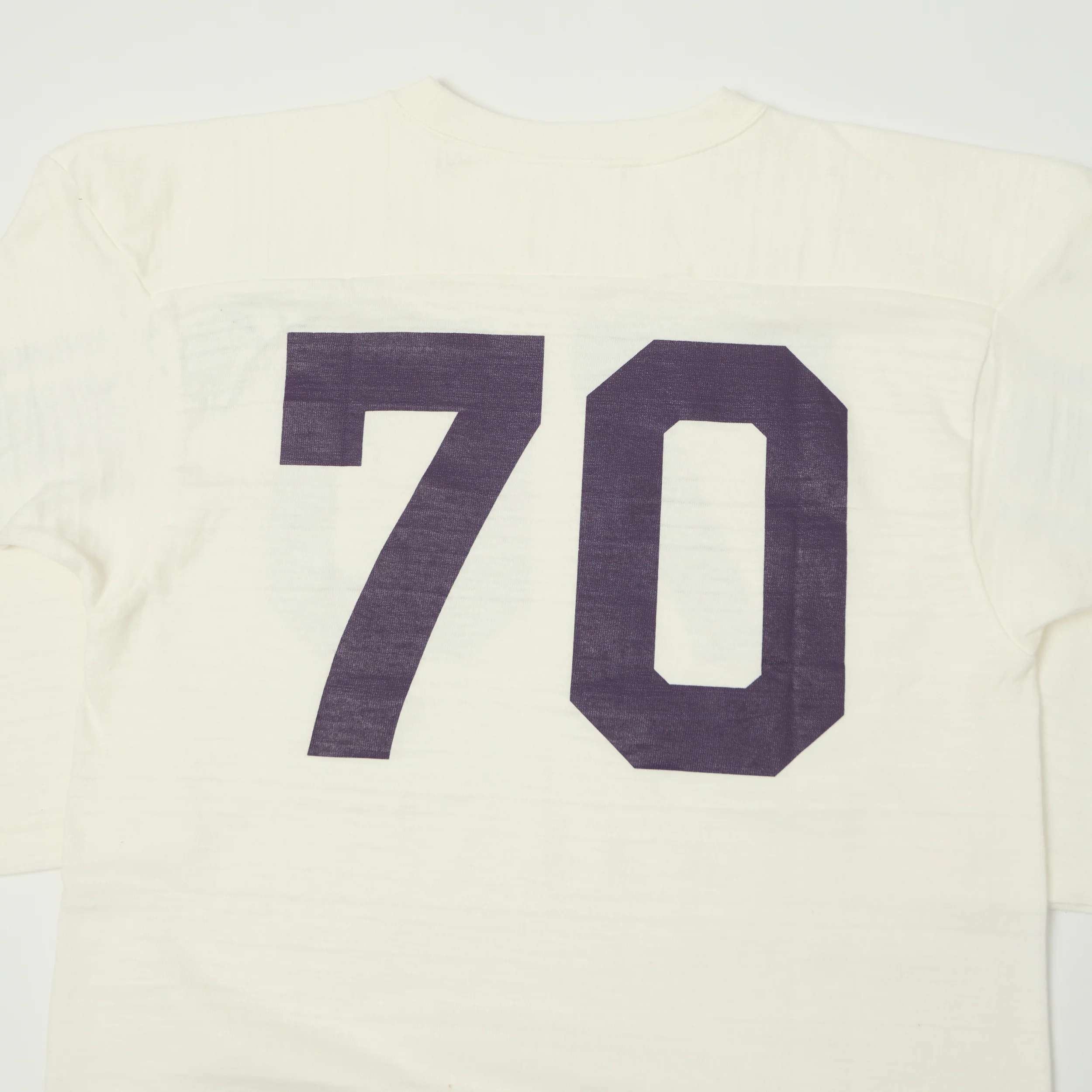 Warehouse & Co 4063 'No. 70' 3/4 Sleeve Football Tee - Off White - Image 6