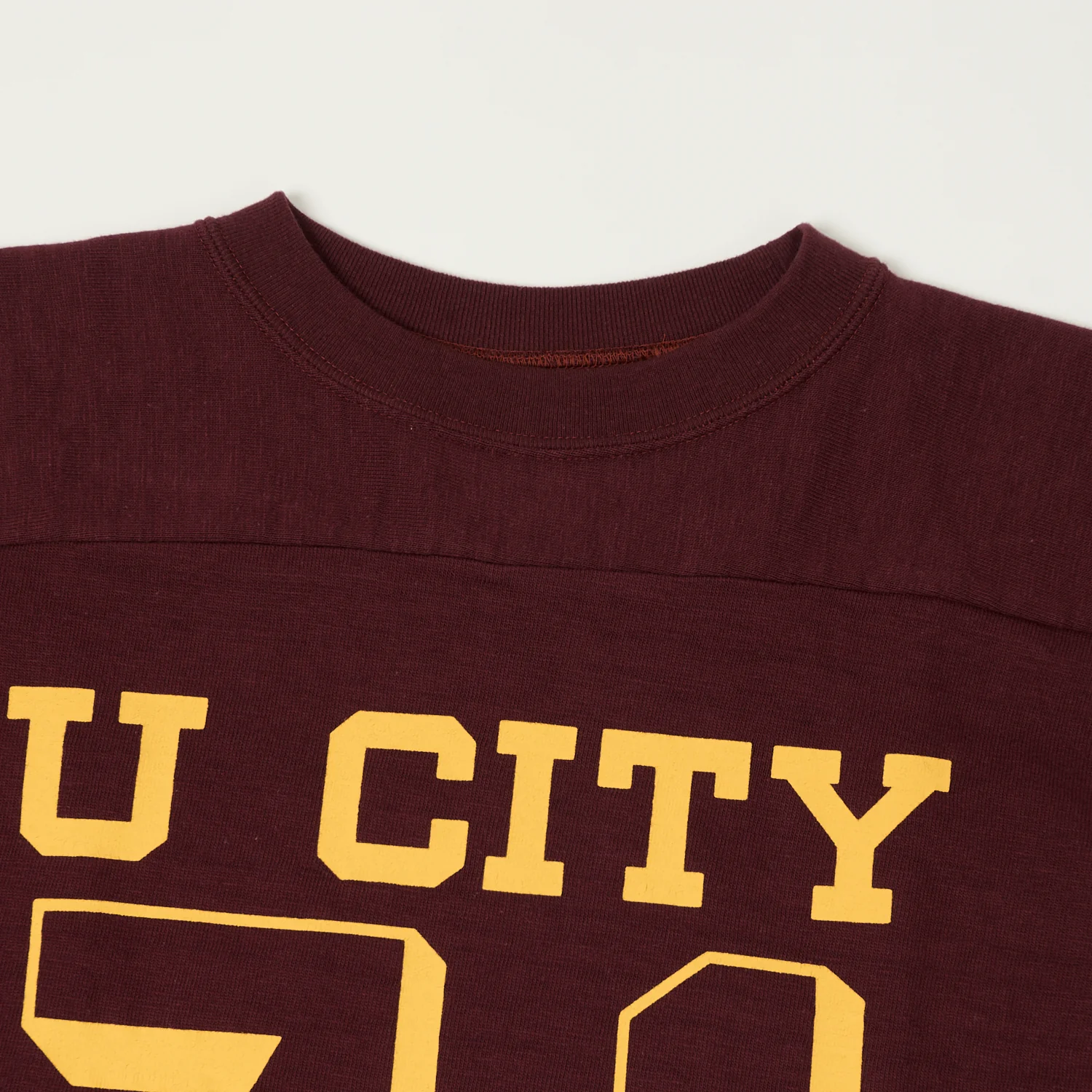 Warehouse & Co 4063 'U City' 3/4 Sleeve Football T-Shirt - Bordeaux - Image 2