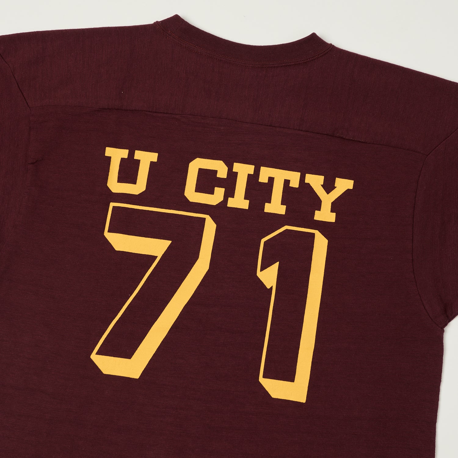 Warehouse & Co 4063 'U City' 3/4 Sleeve Football T-Shirt - Bordeaux - Image 4
