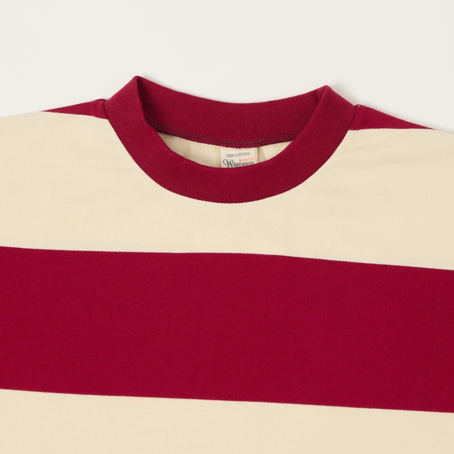 Warehouse & Co 4108 Border T-Shirt - Bordeaux/Natural - Image 2