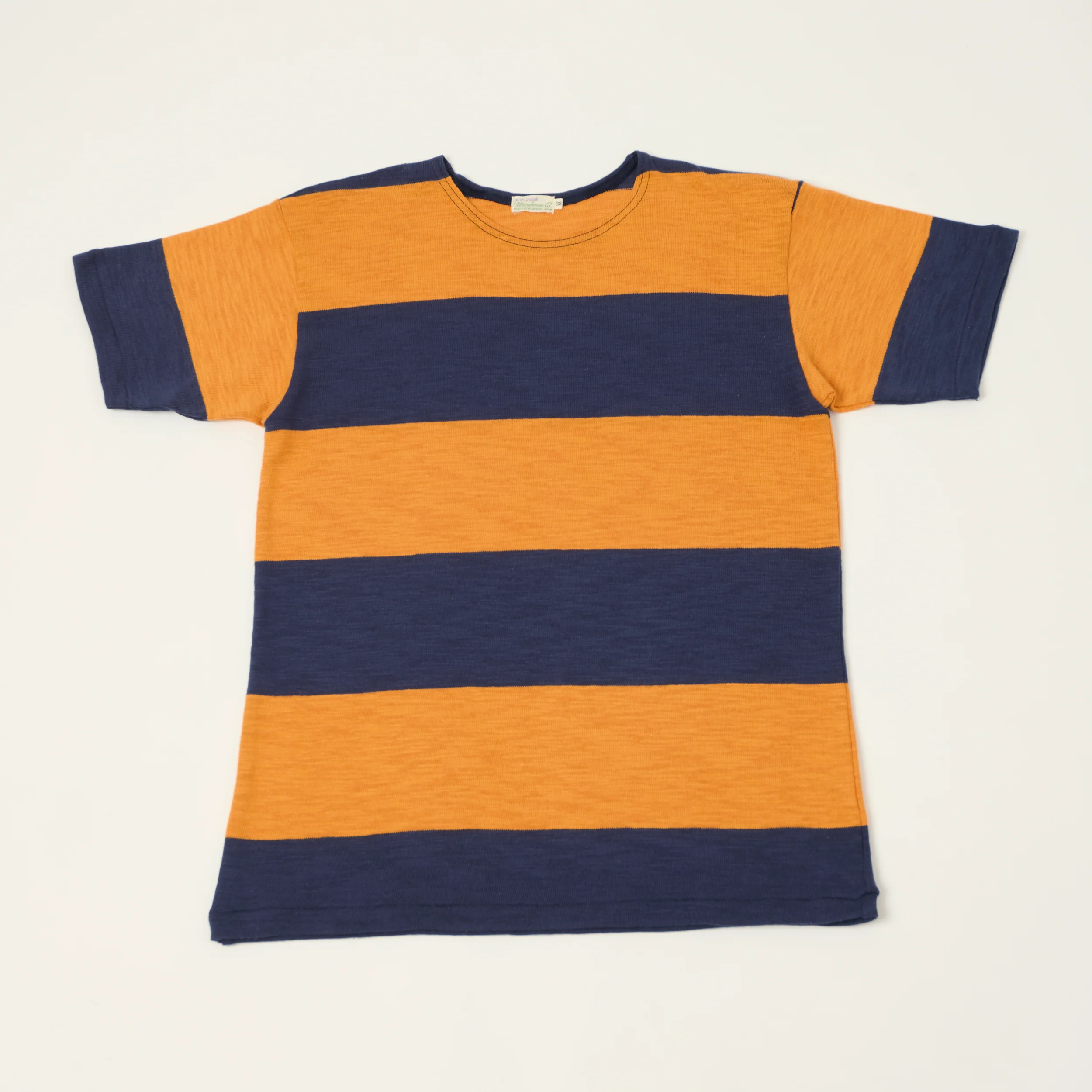 Warehouse & Co 4109 Duck Digger Slub Border T-Shirt - Navy/Orange