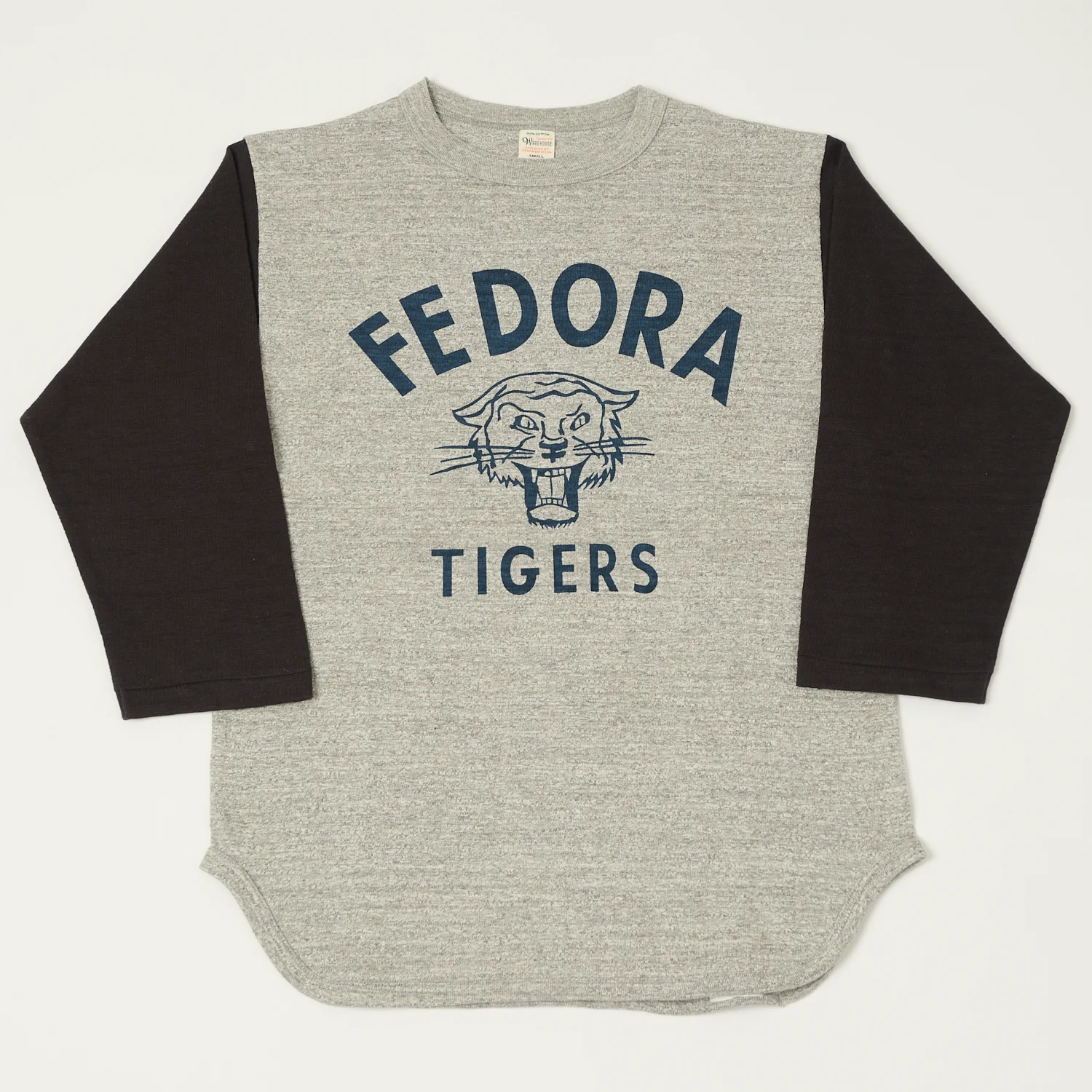 Warehouse & Co 4800 'Fedora Tigers'  Baseball T-Shirt - Heather Grey/Black