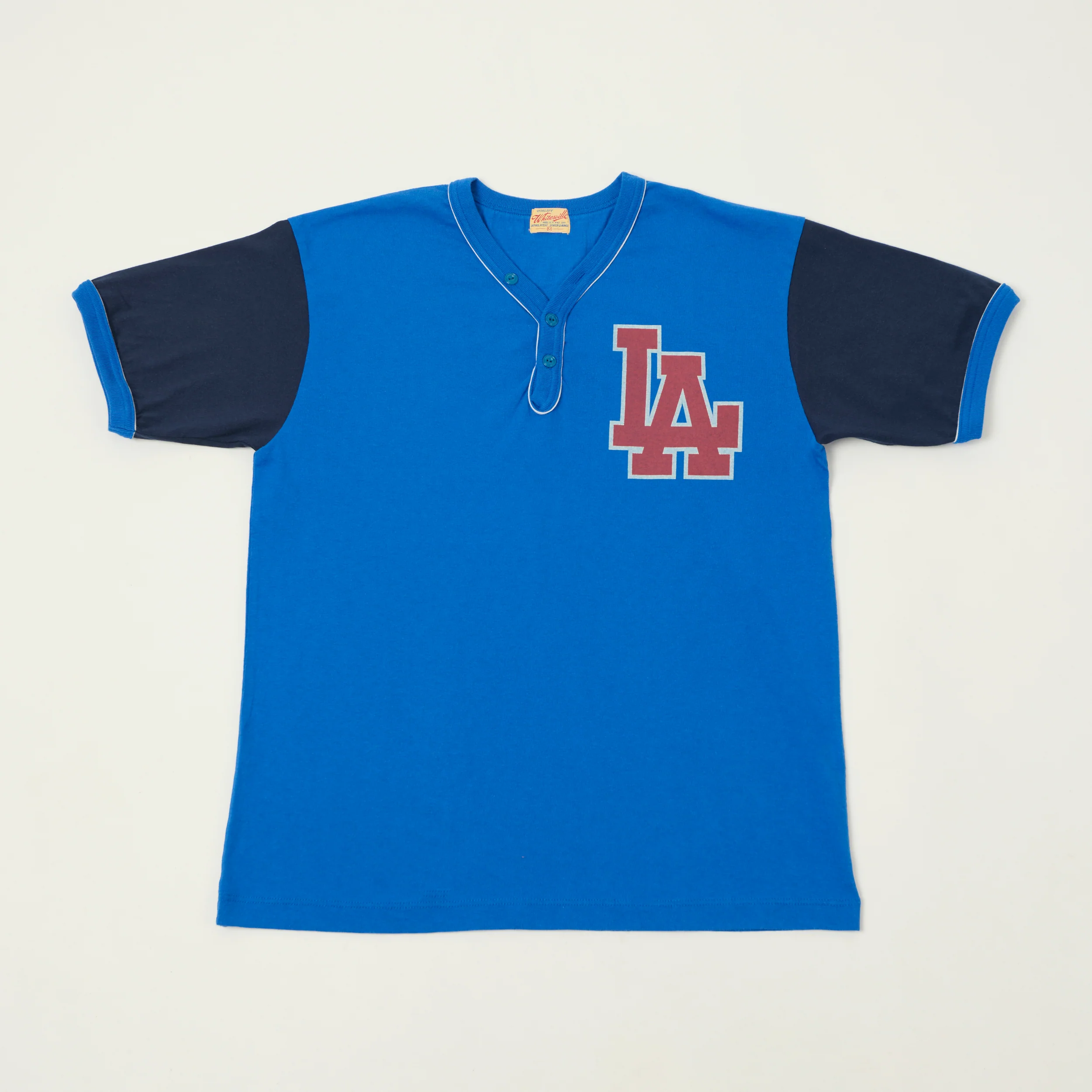 Whitesville 'Los Angeles' Baseball Henley T-Shirt - Royal Blue
