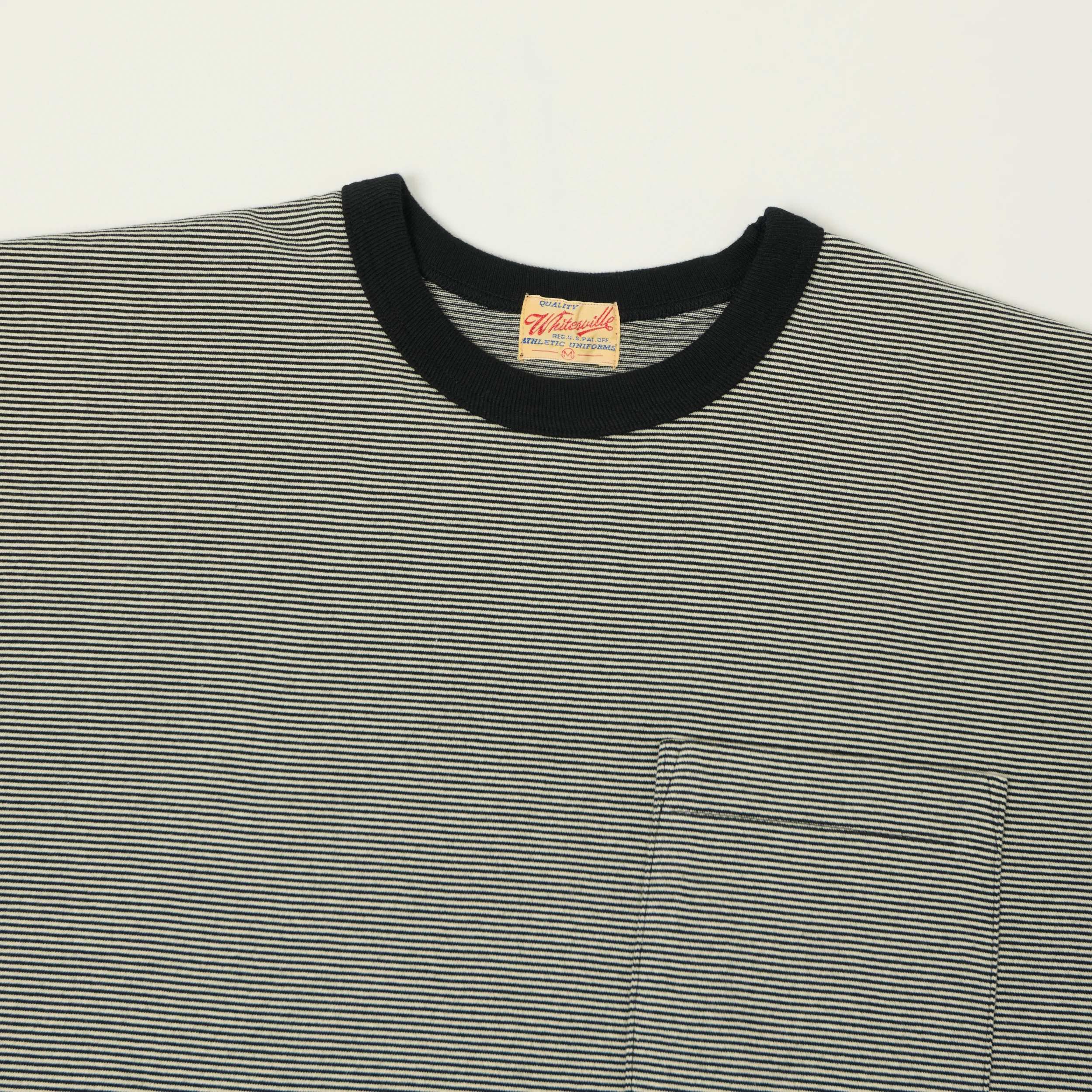 Whitesville Fine Line Stripe Border T-Shirt - Black - Image 2