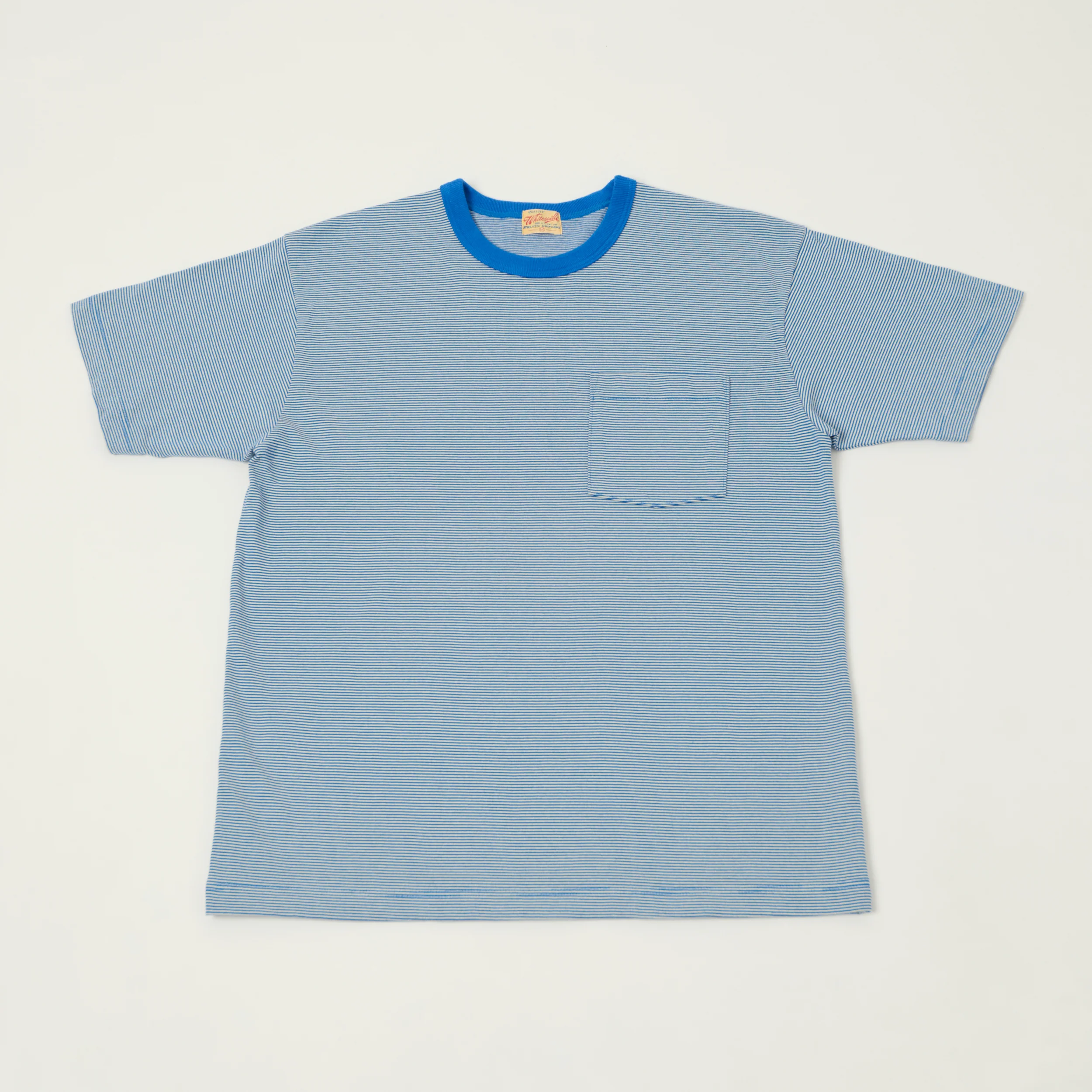 Whitesville Fine Line Stripe Border T-Shirt - Blue