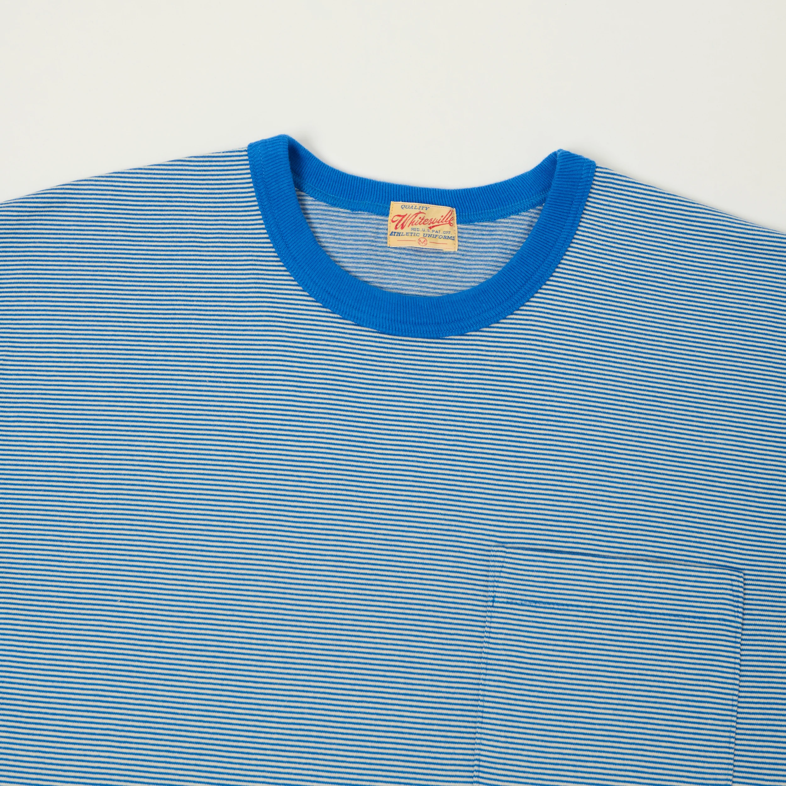 Whitesville Fine Line Stripe Border T-Shirt - Blue - Image 2