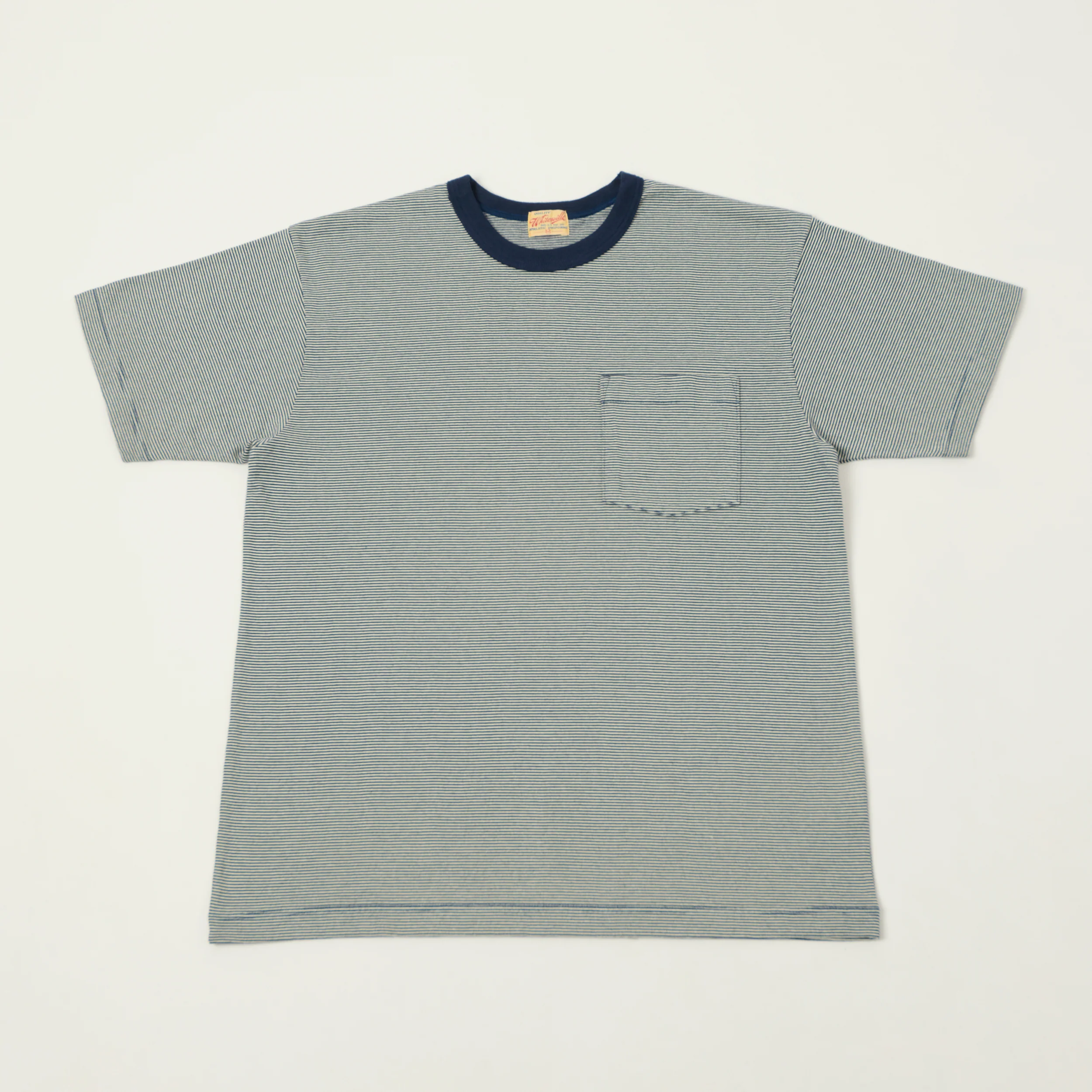 Whitesville Fine Line Stripe Border T-Shirt - Navy
