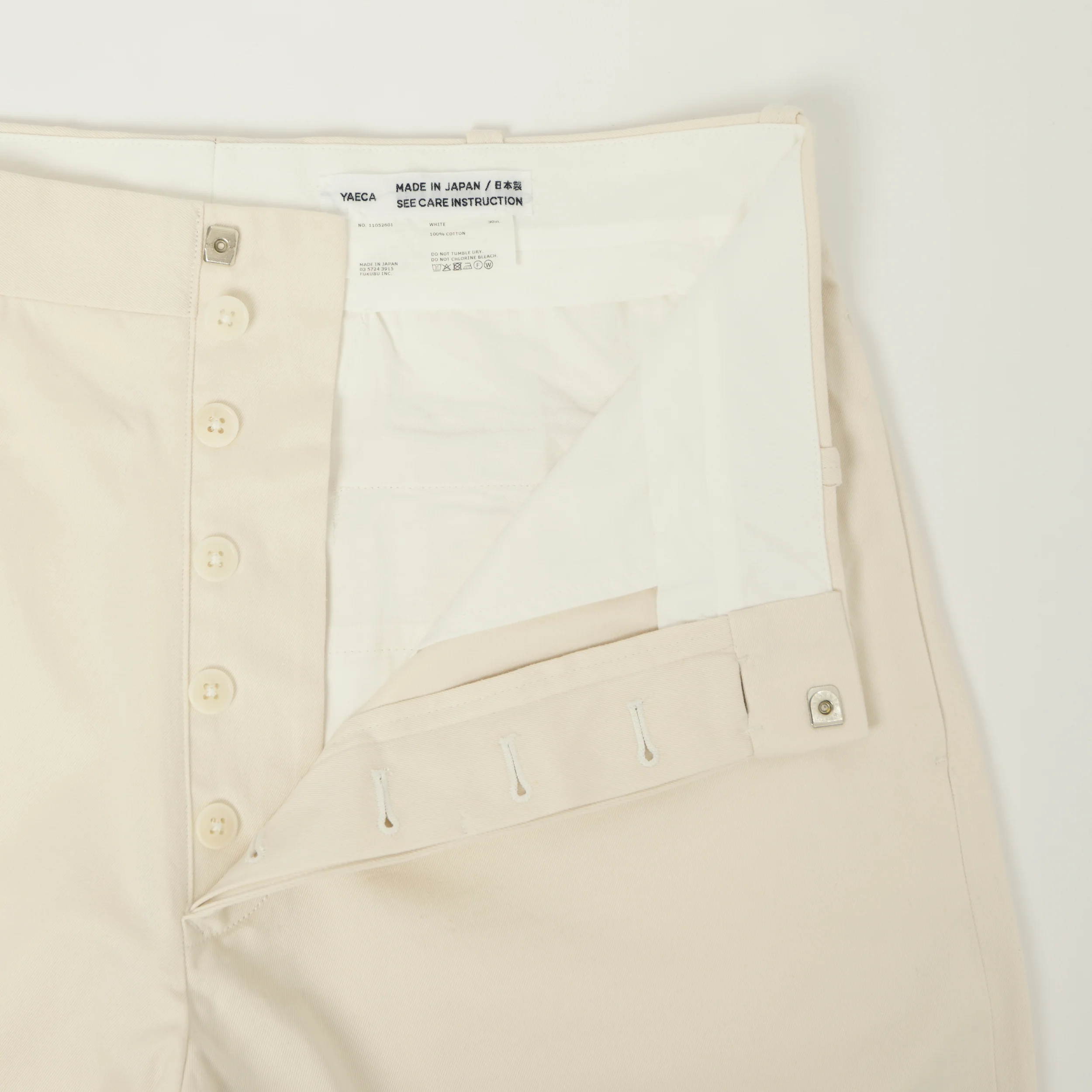 YAECA Wide Leg Classic Chino - White - Image 3