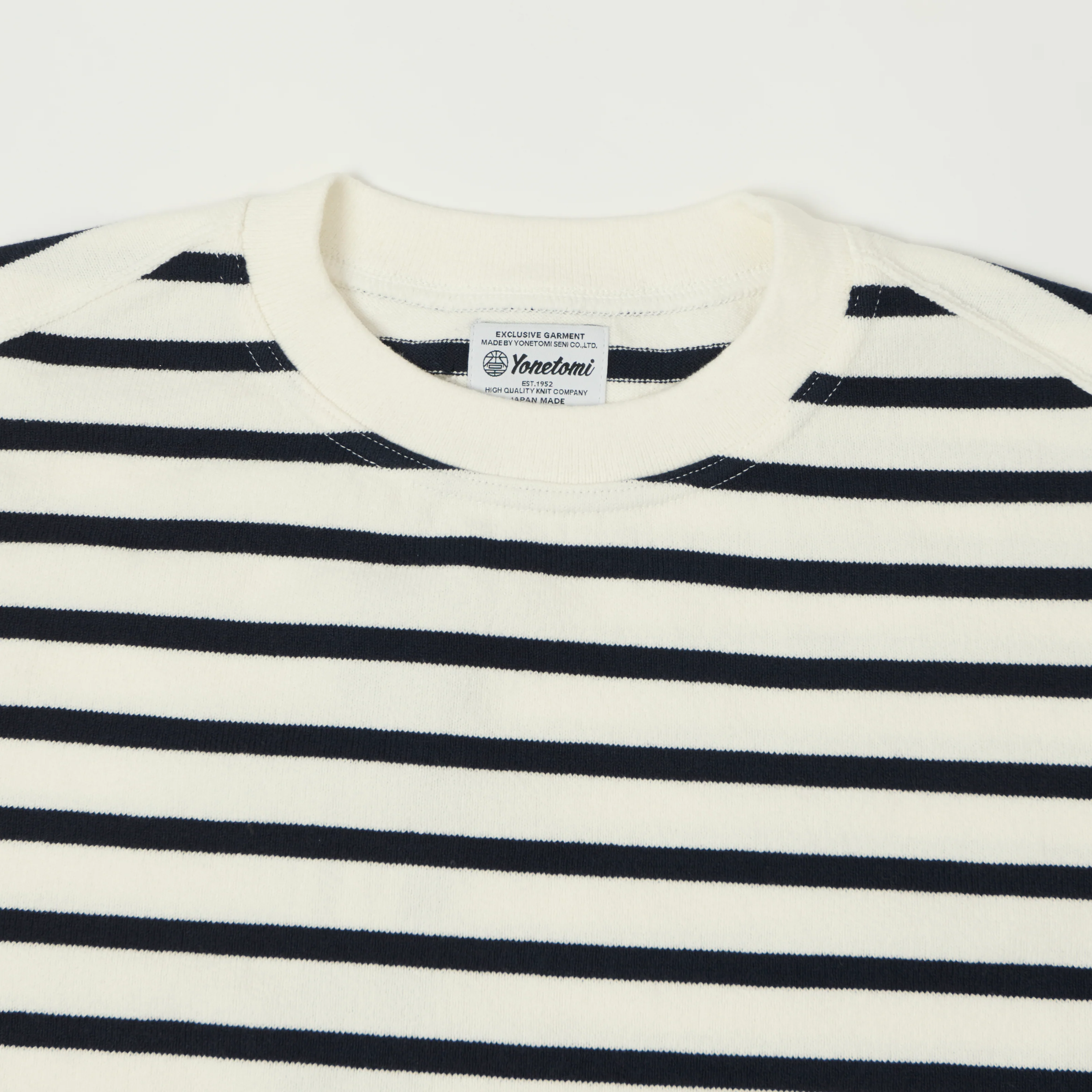 Yonetomi 'New Basic' Basque Stripe Pullover - White/Navy - Image 2