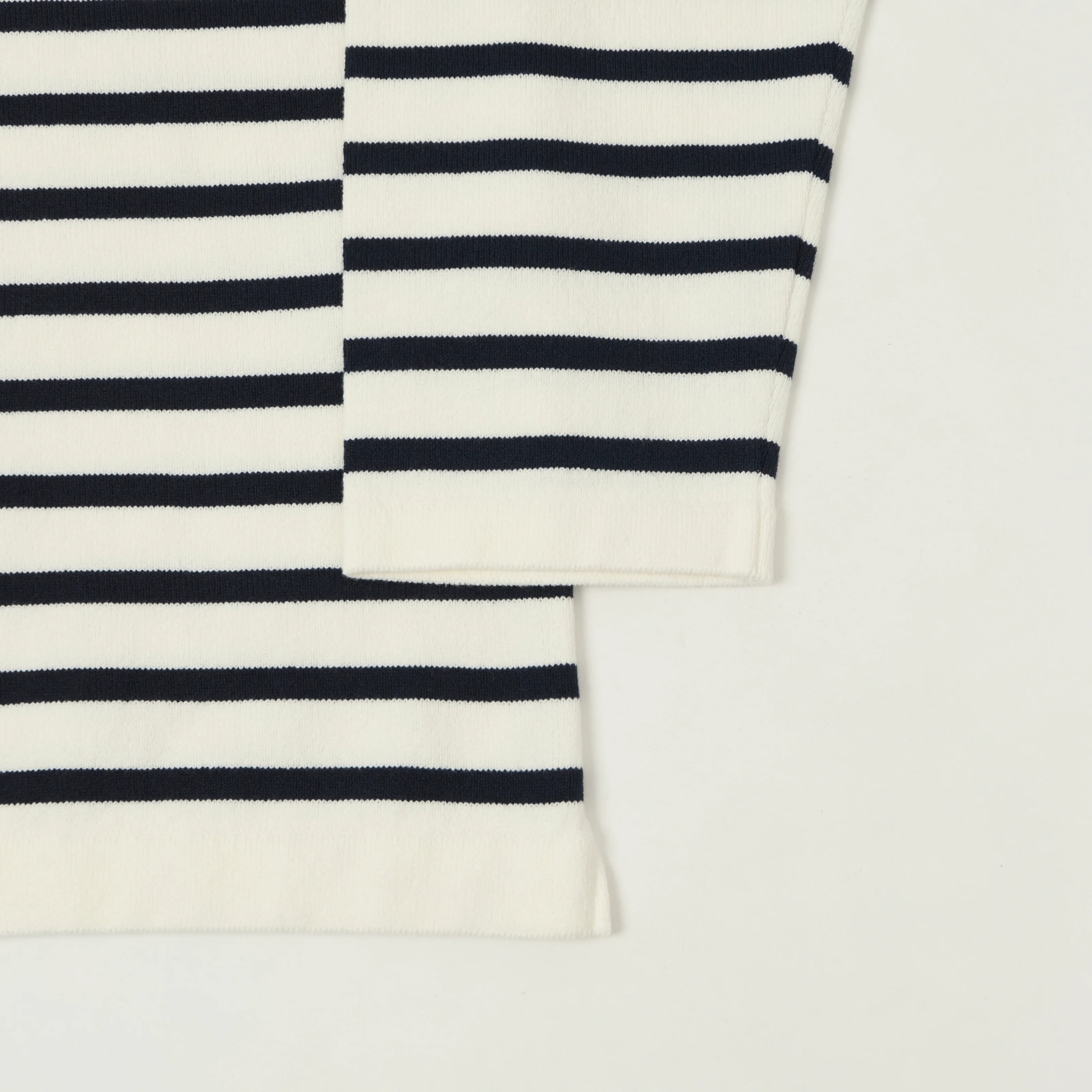 Yonetomi 'New Basic' Basque Stripe Pullover - White/Navy - Image 3
