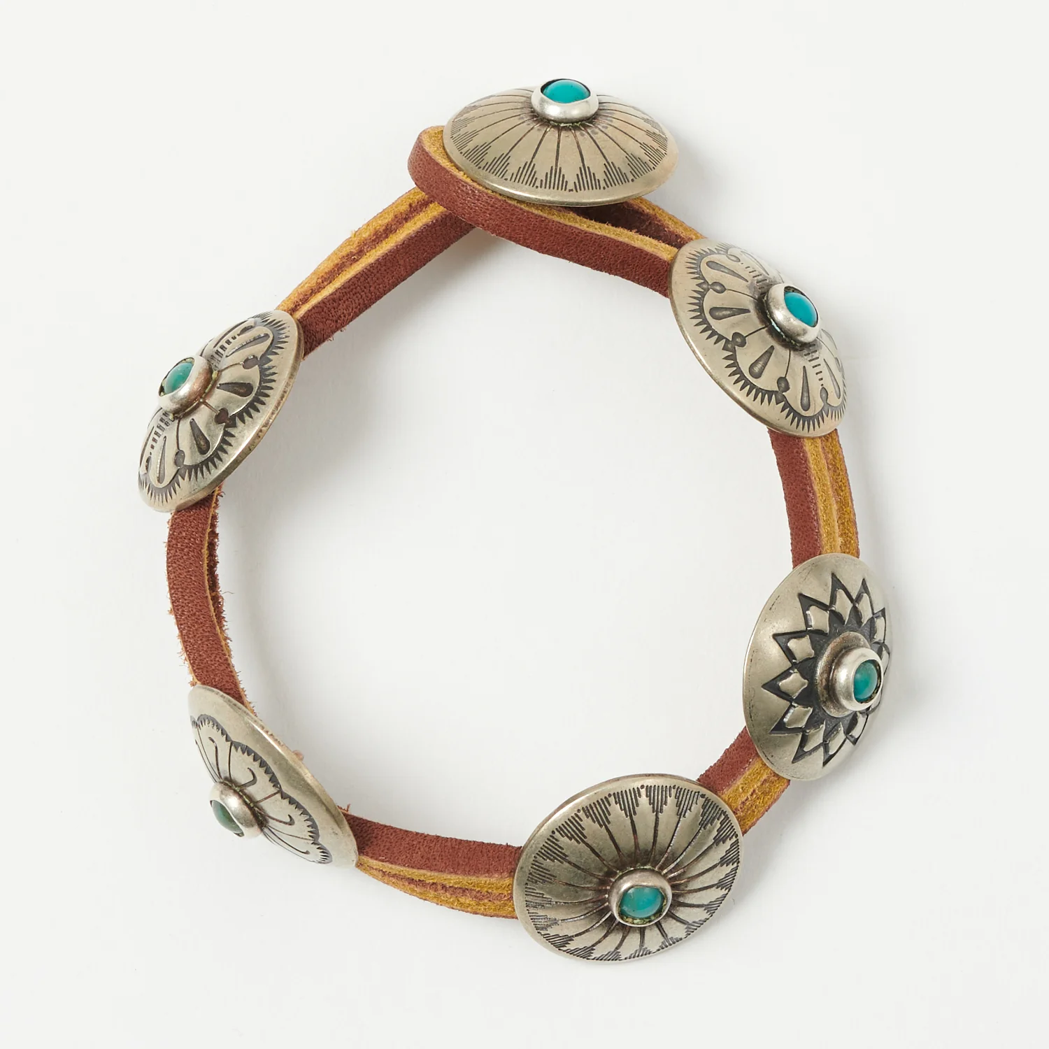 Yuketen Leather Bracelet w/ Concho - Brown - Image 4
